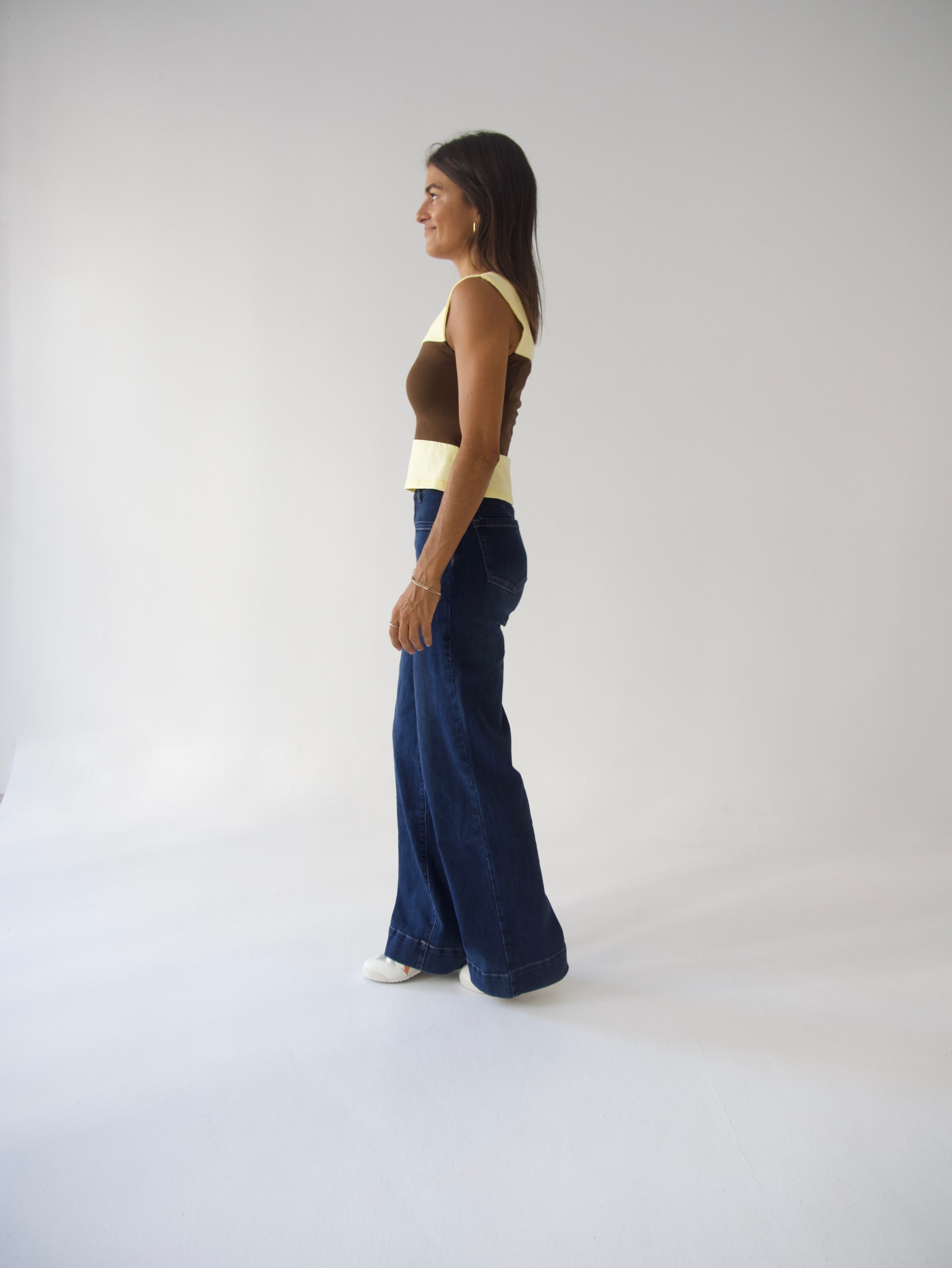 Top Mila Marrón y Amarillo
