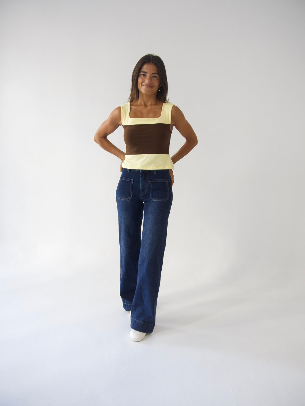 Top Mila Marrón y Amarillo