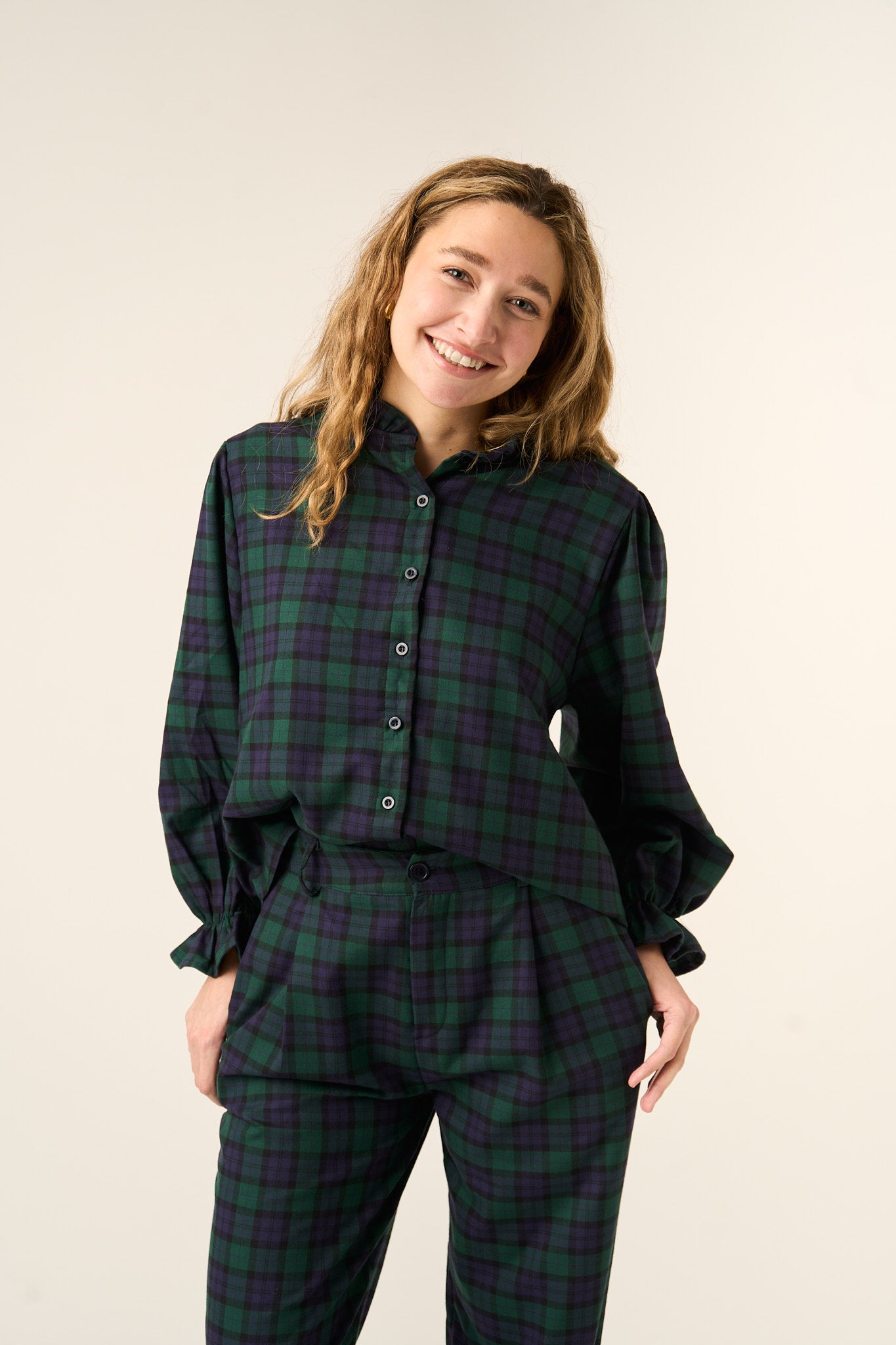 Blusa Alia Verde y Marino