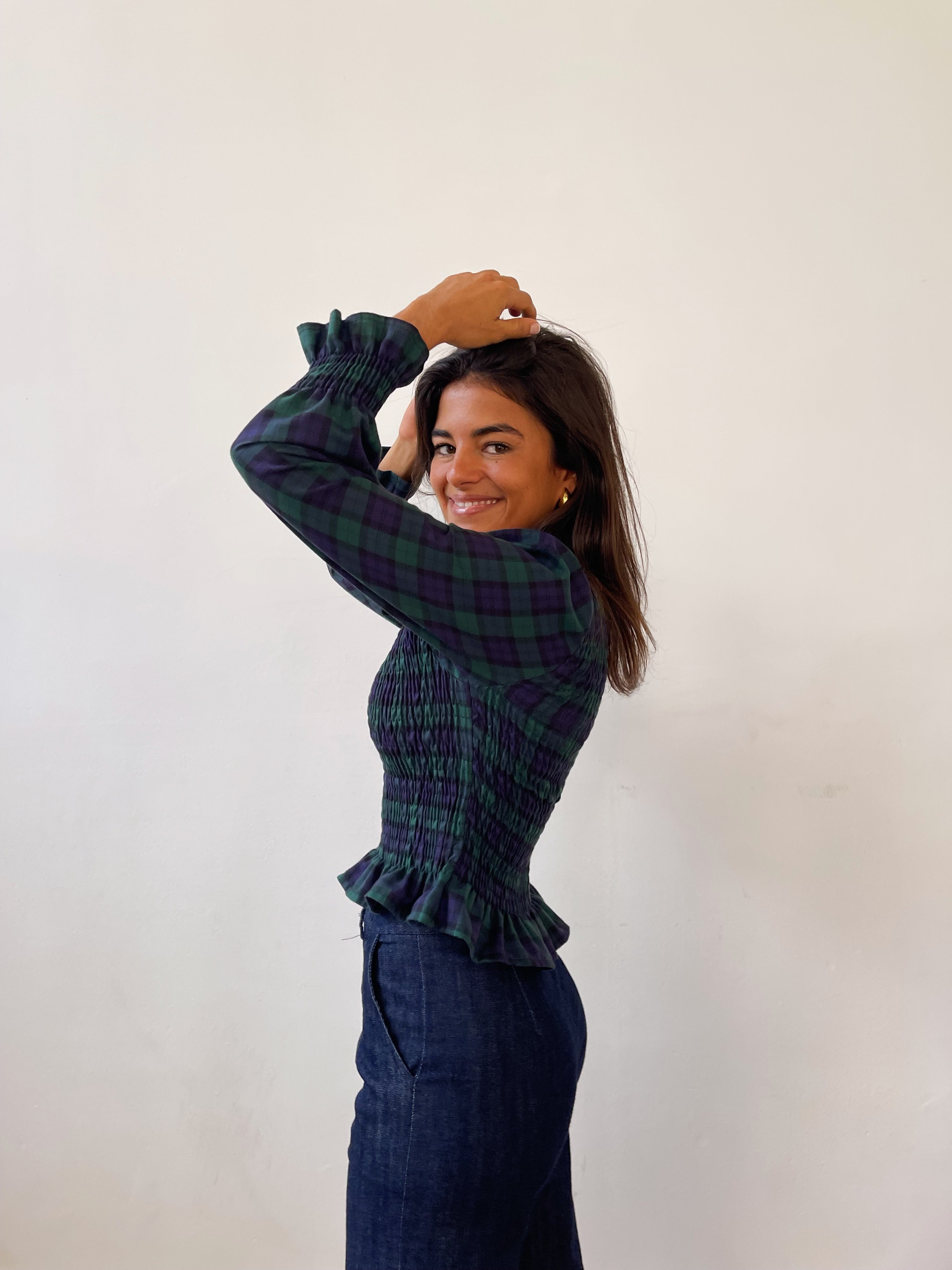 Green and Navy Chia Blouse