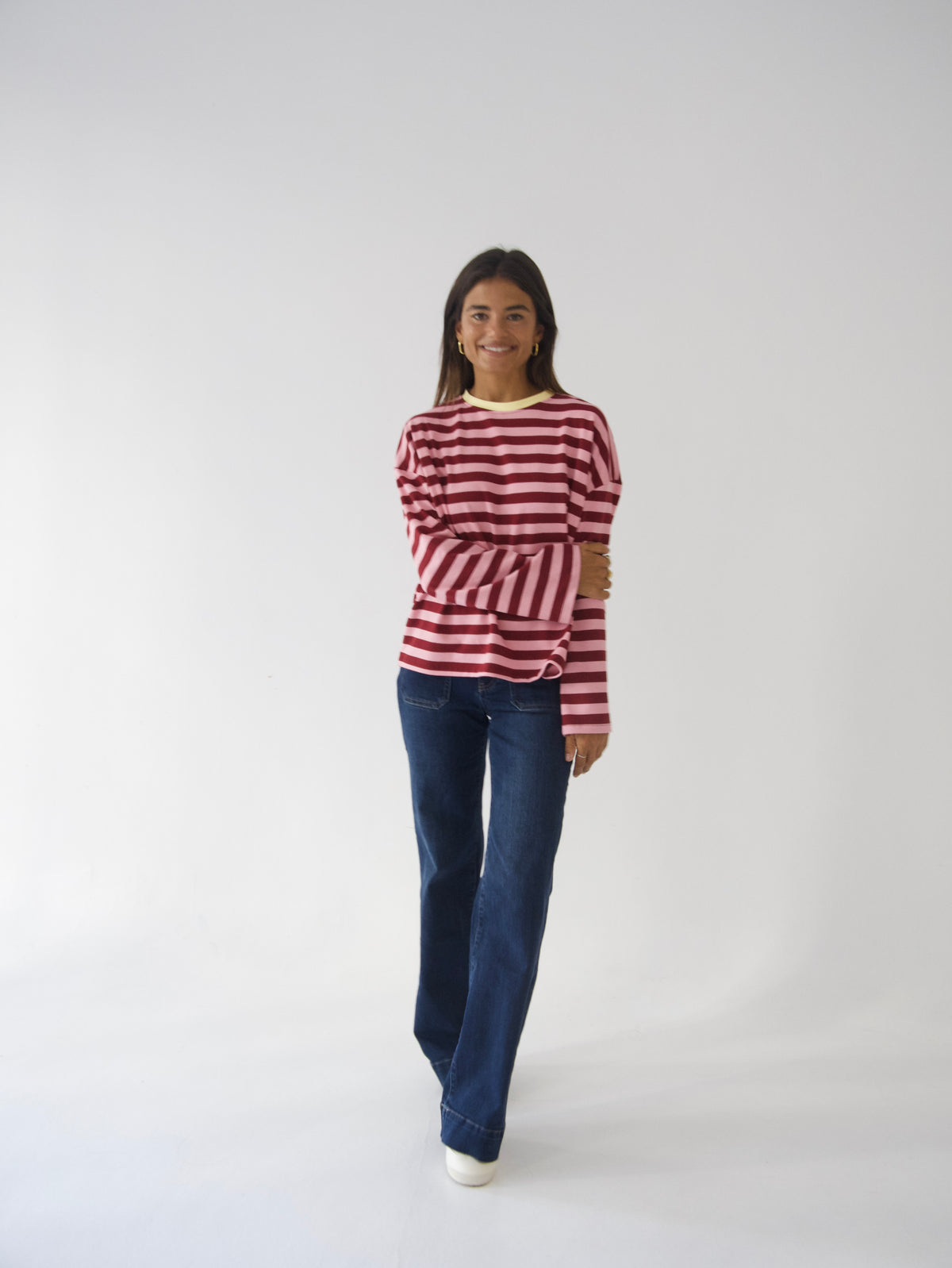 Camiseta Núria Burgundy y Rosa