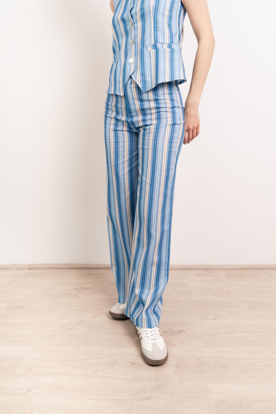 Pantalón Ana Azul Lino