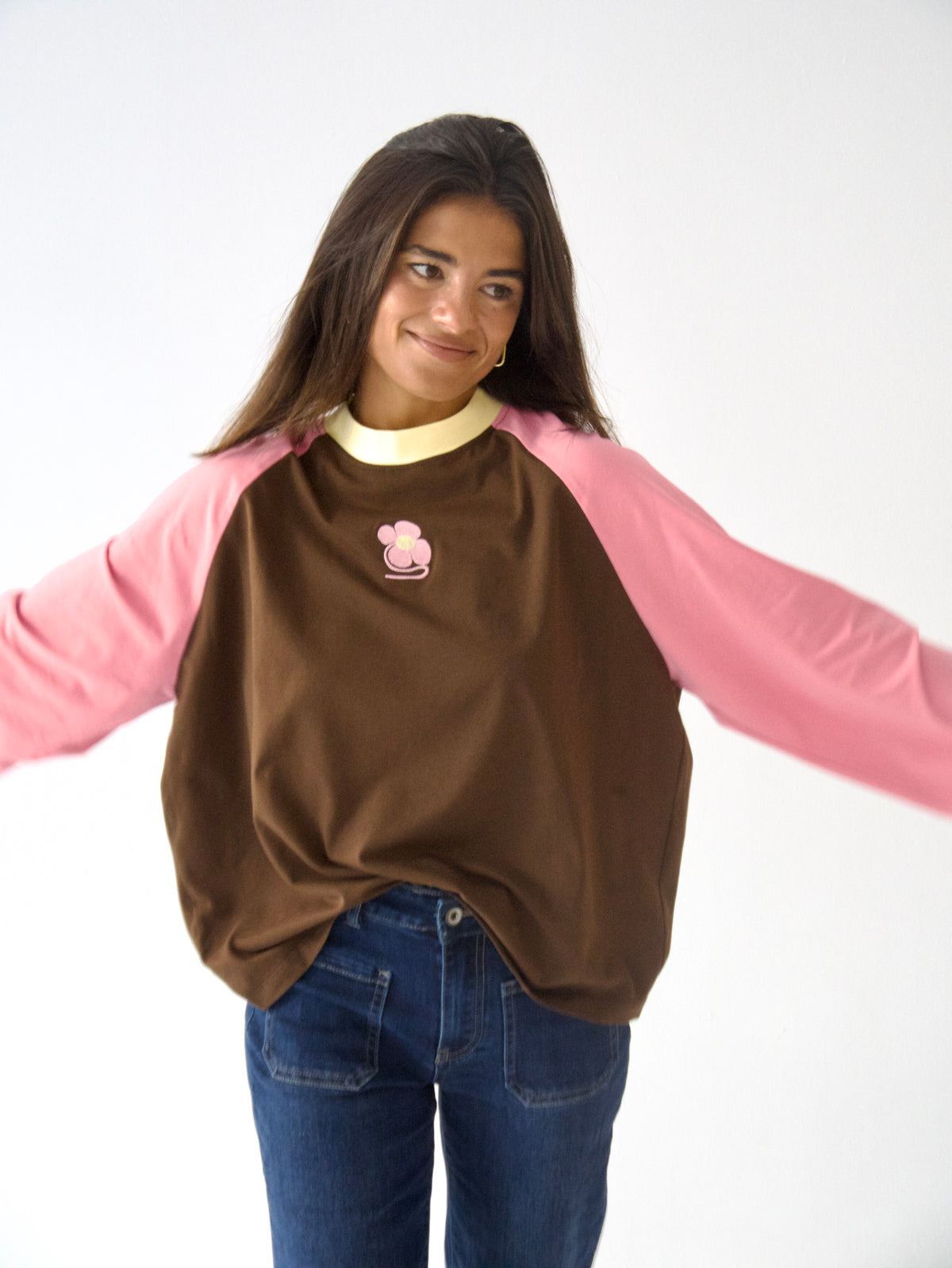 Camiseta Carlota Marron y Rosa
