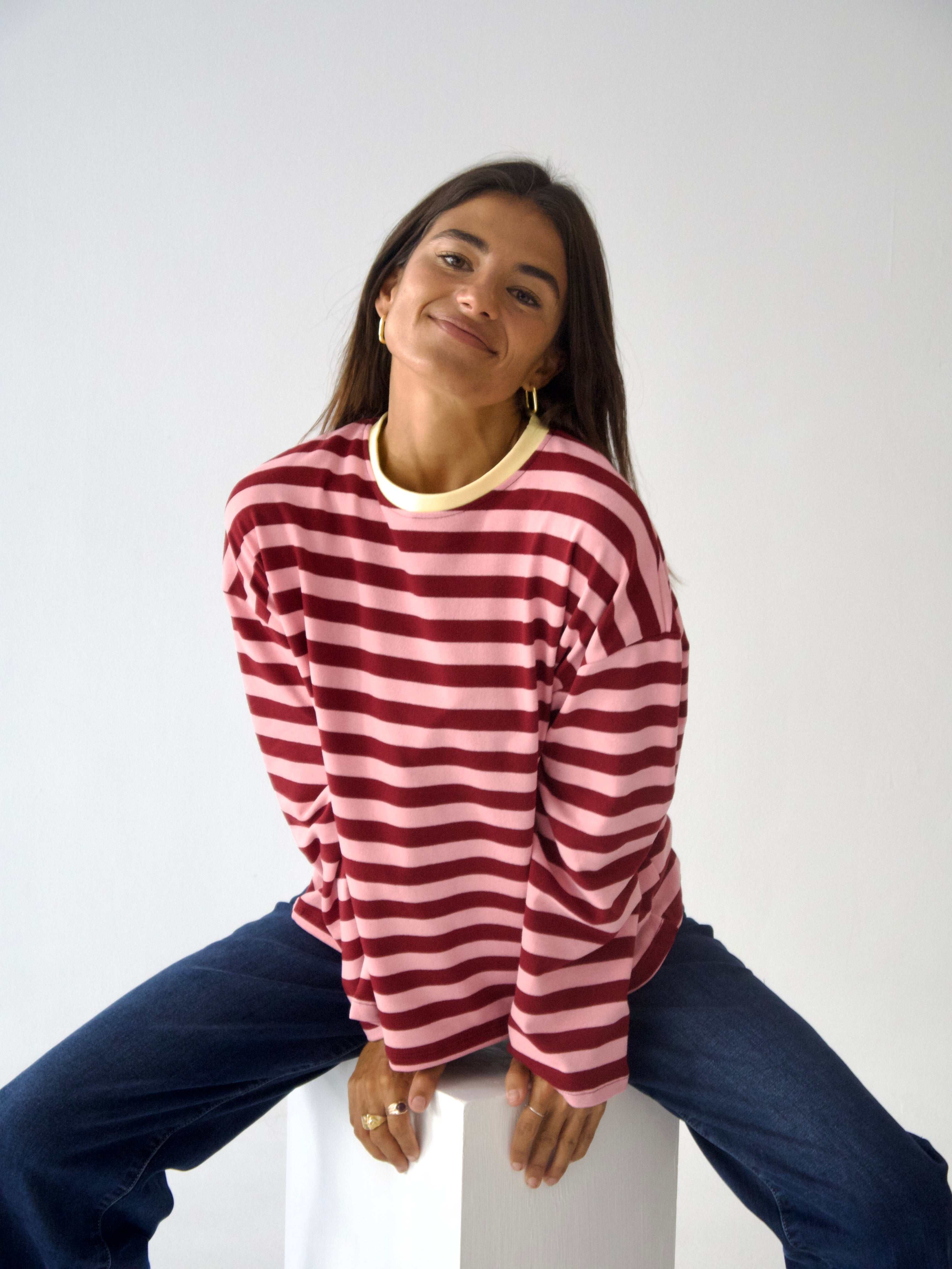 Camiseta Núria Burgundy y Rosa