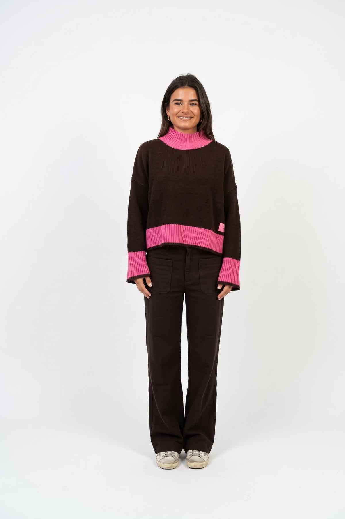 Jersey Bruna Marrón y Rosa