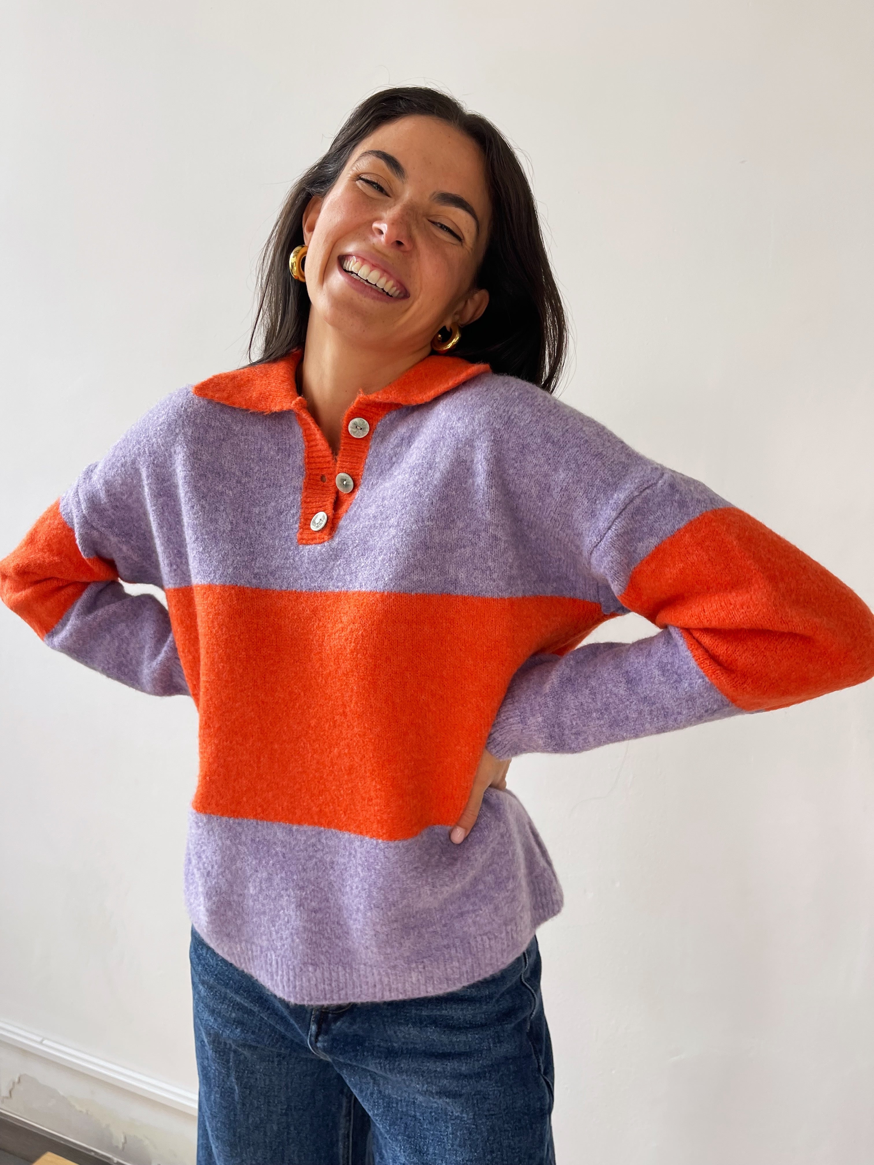 Paola Orange and Lilac Sweater