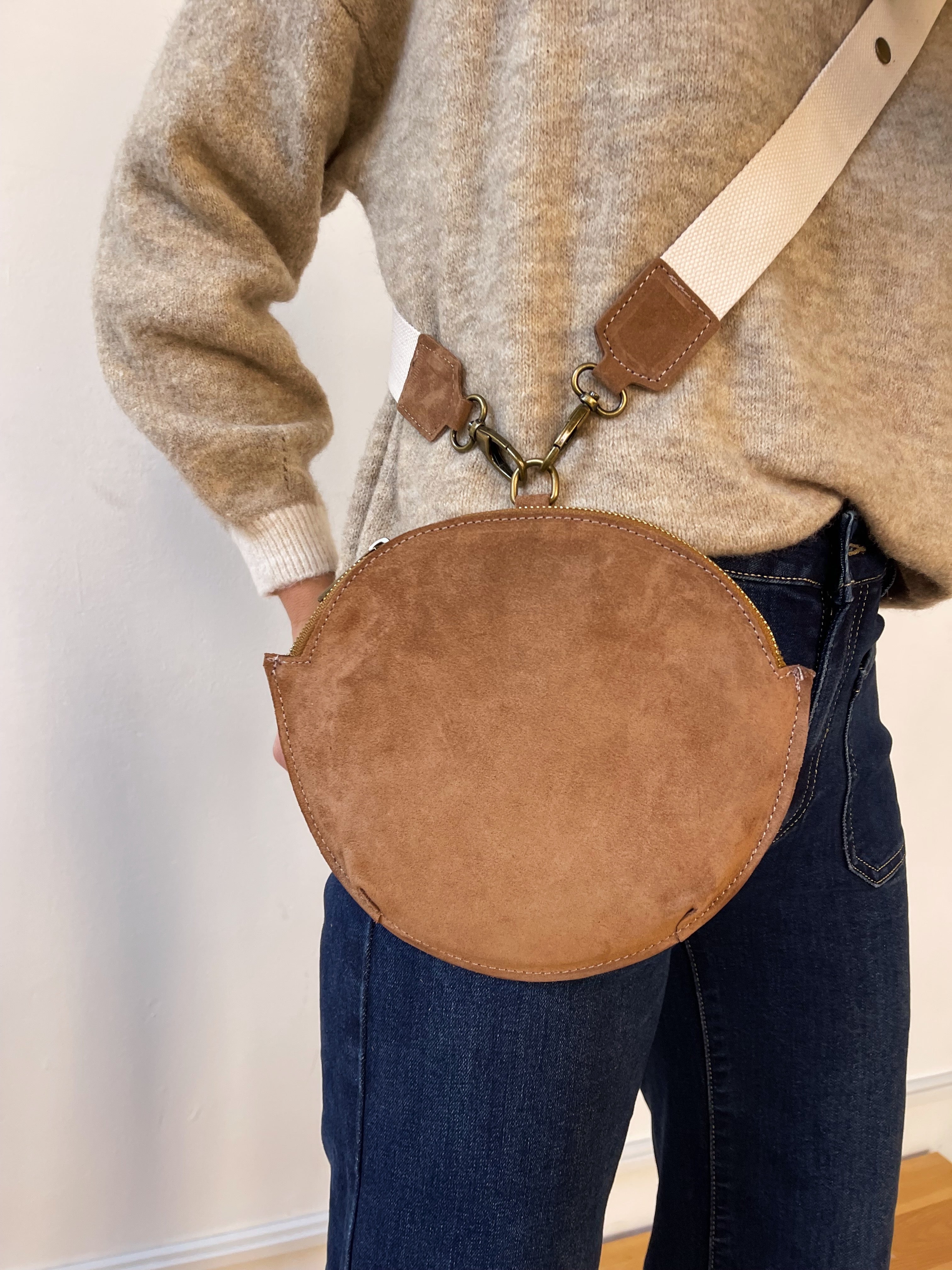 Macarena Beige Suede Crossbody Bag