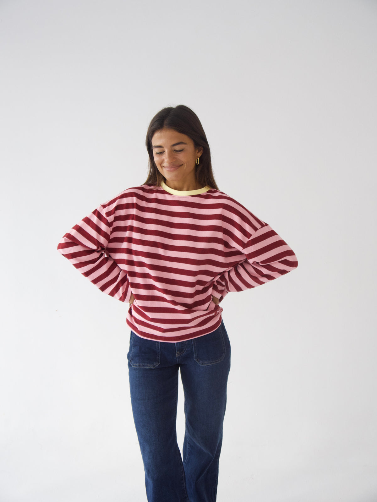 Camiseta Núria Burgundy y Rosa