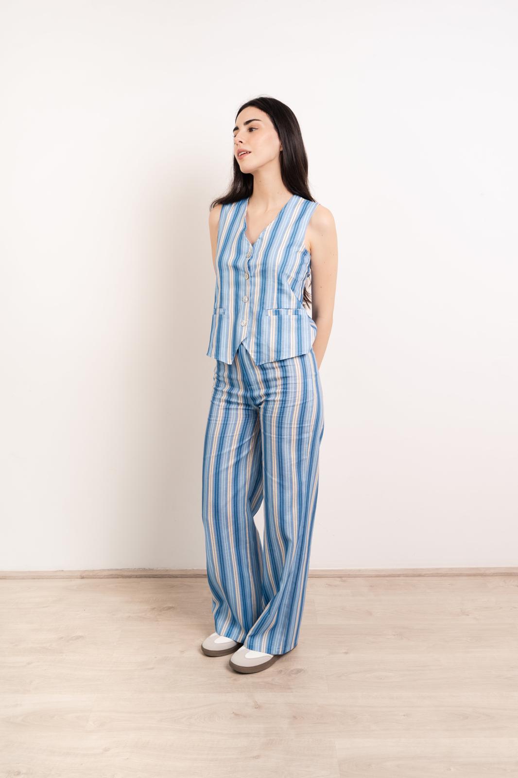 Pantalón Ana Azul Lino