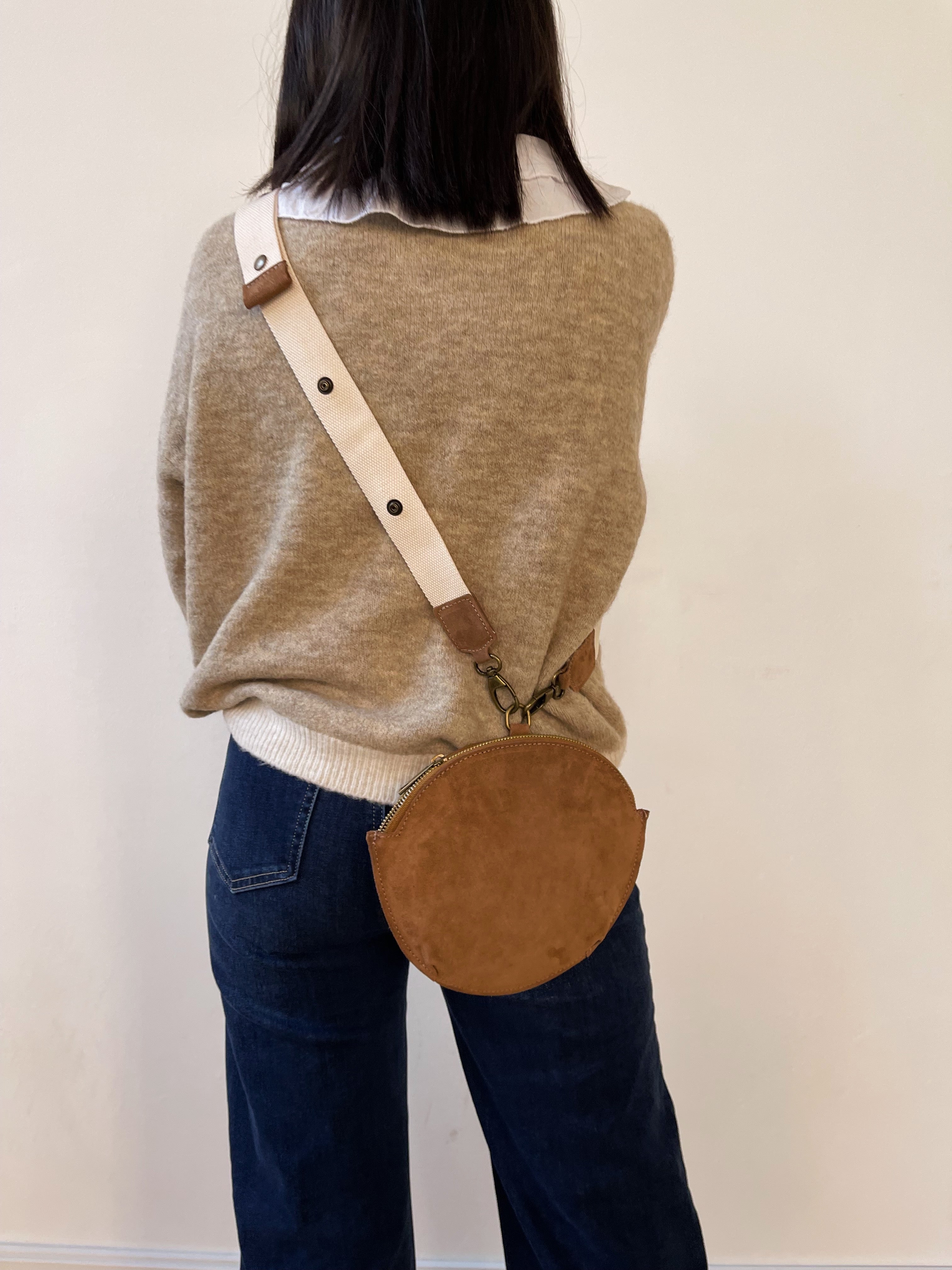 Macarena Beige Suede Crossbody Bag