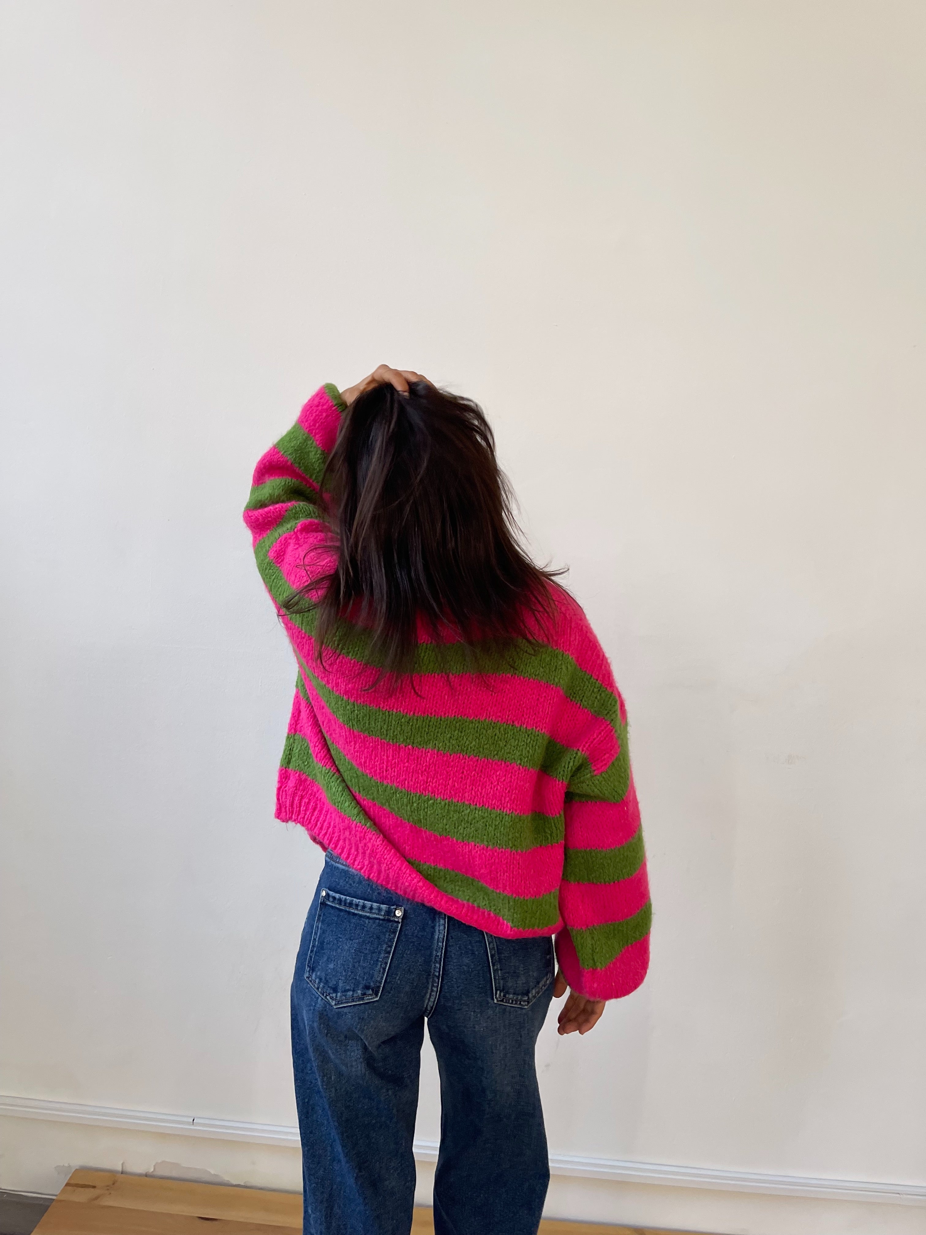 Cárdigan Aura Fucsia y Verde