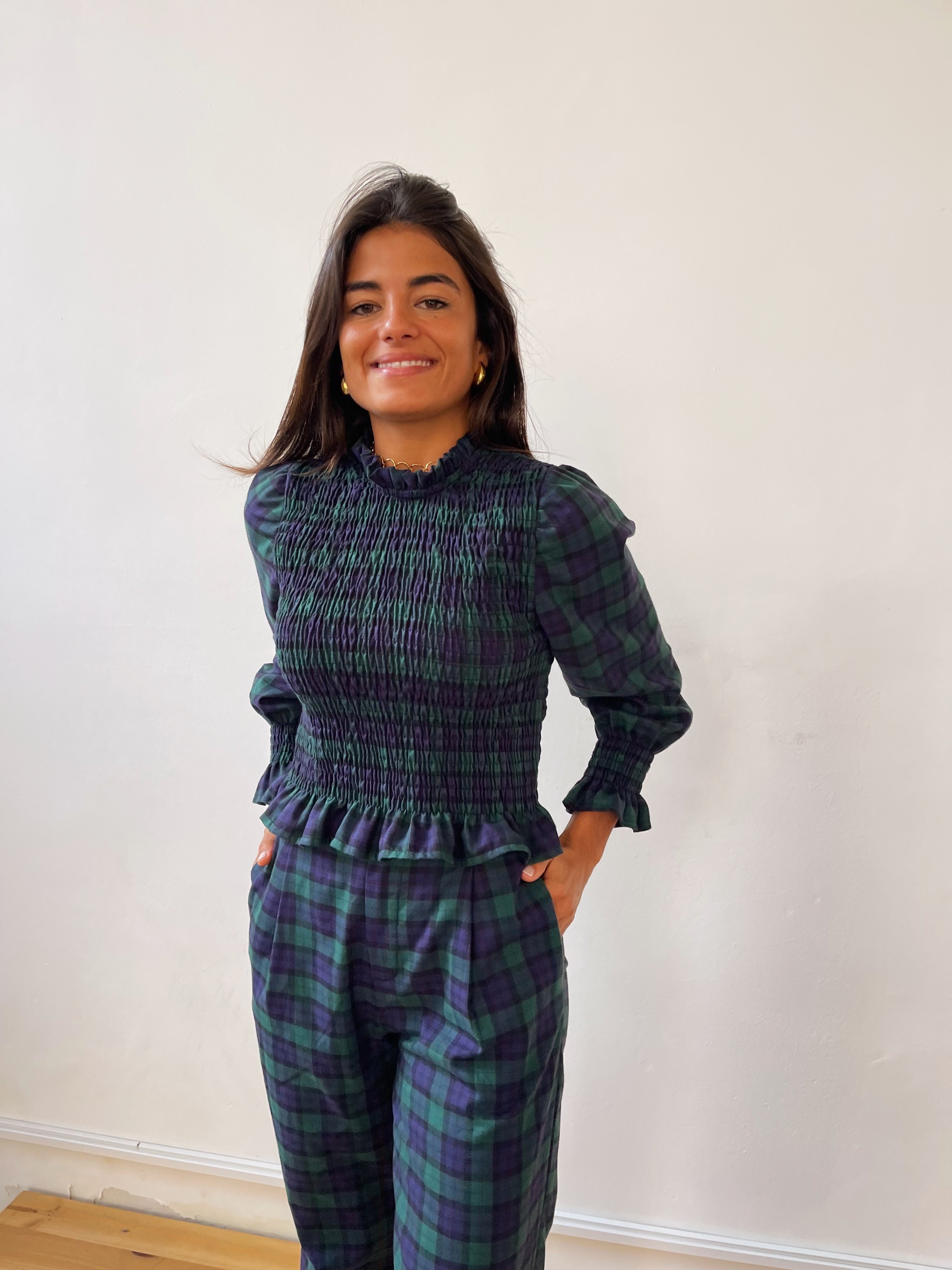 Green and Navy Chia Blouse