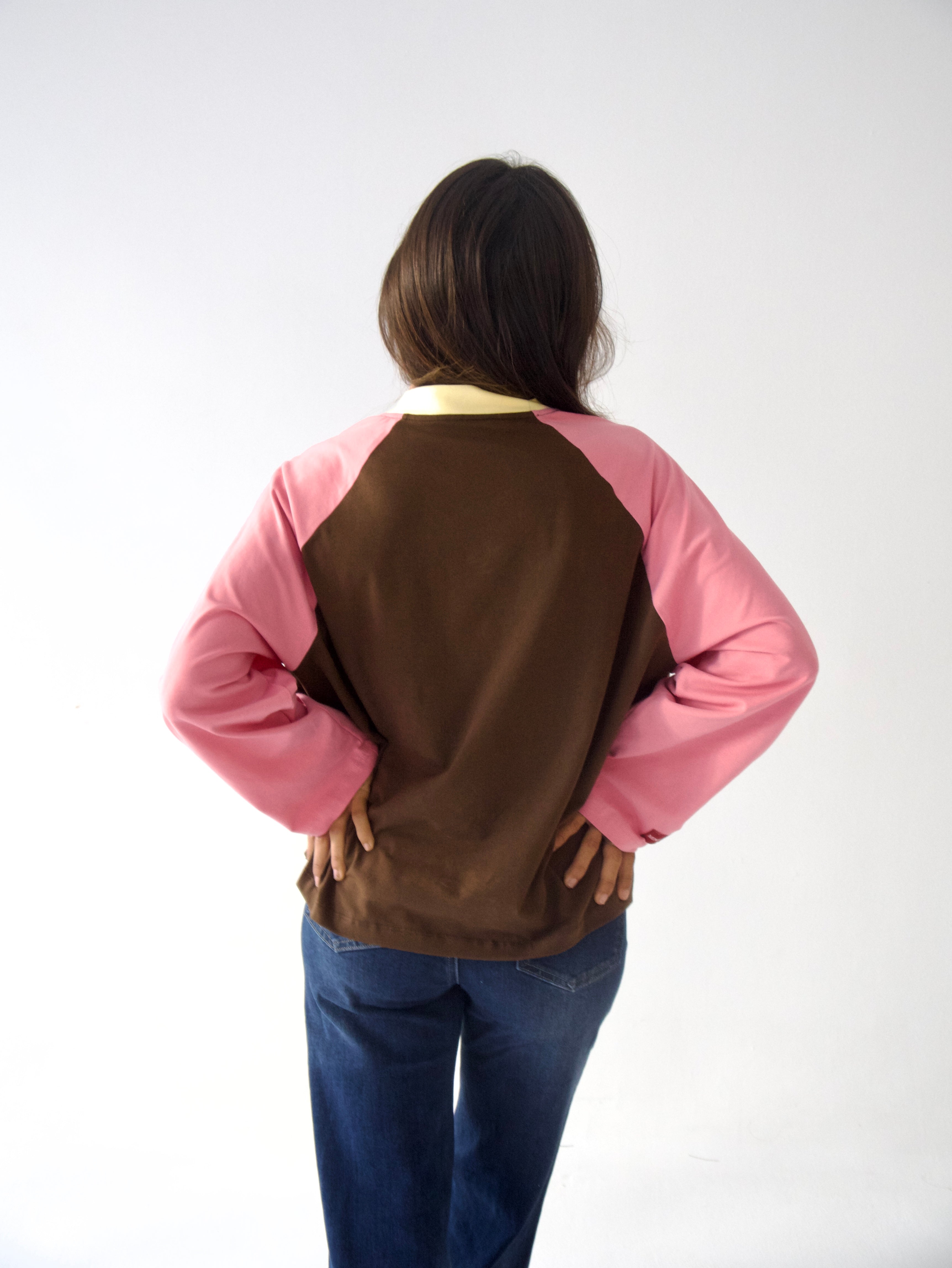 Camiseta Carlota Marron y Rosa