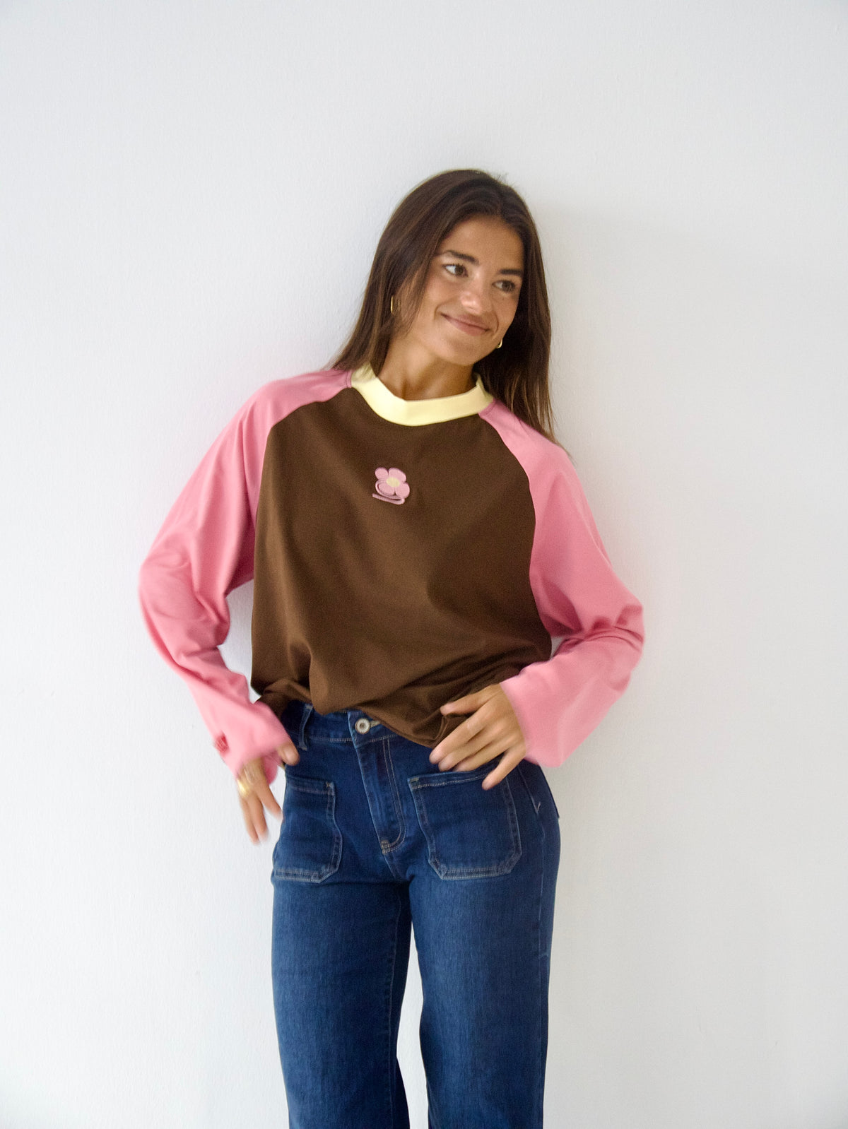 Camiseta Carlota Marron y Rosa