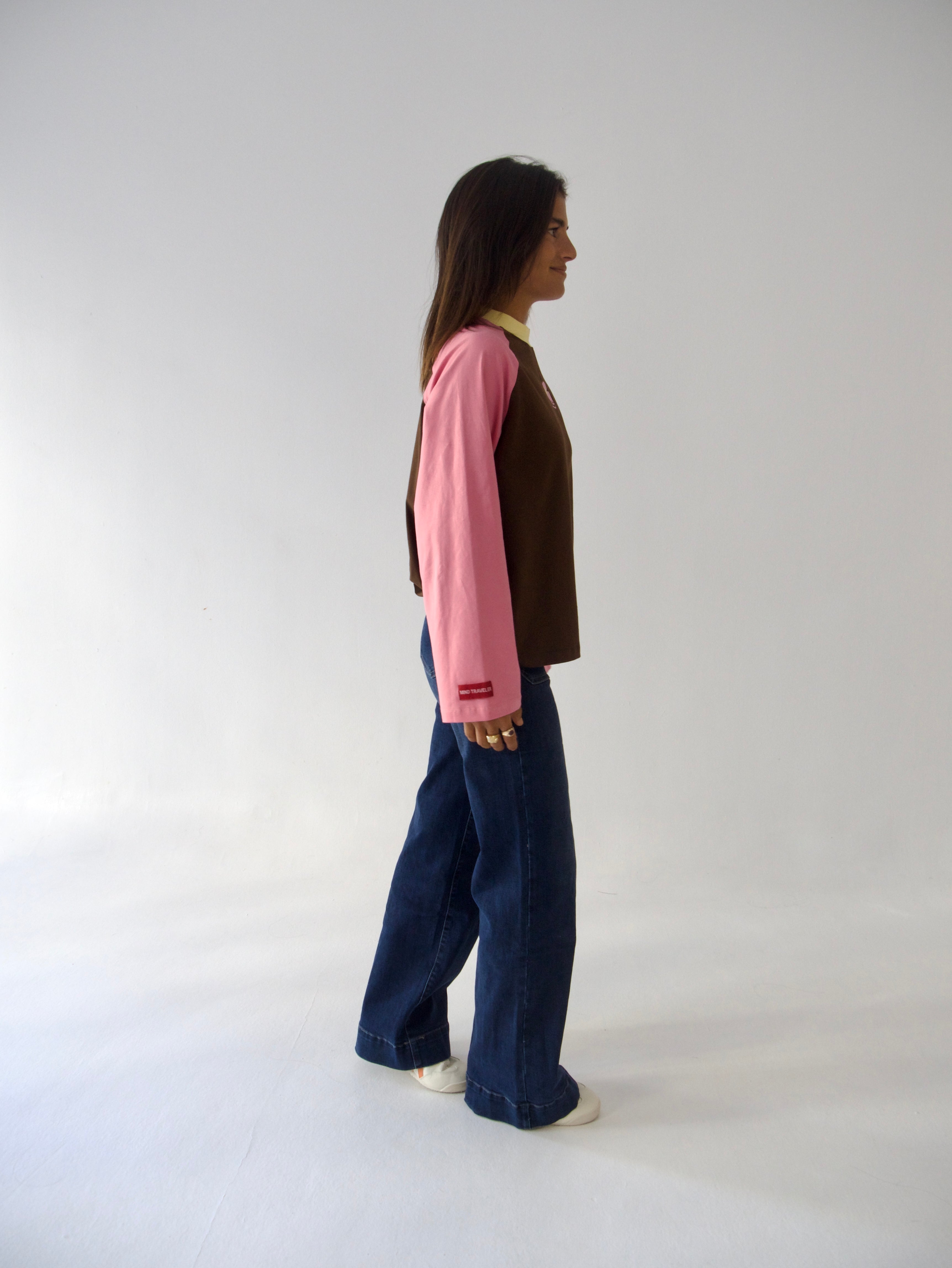Camiseta Carlota Marron y Rosa