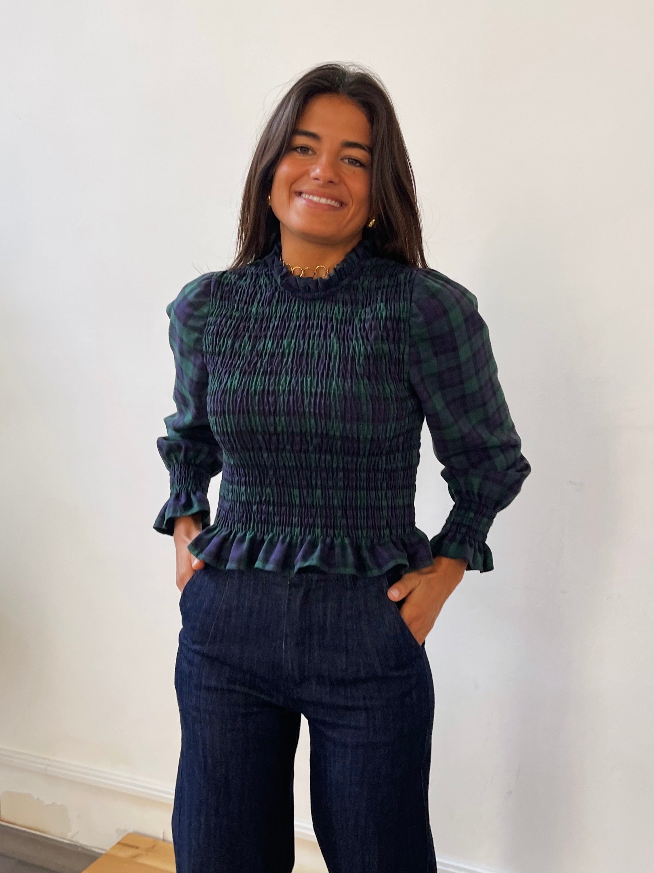 Green and Navy Chia Blouse