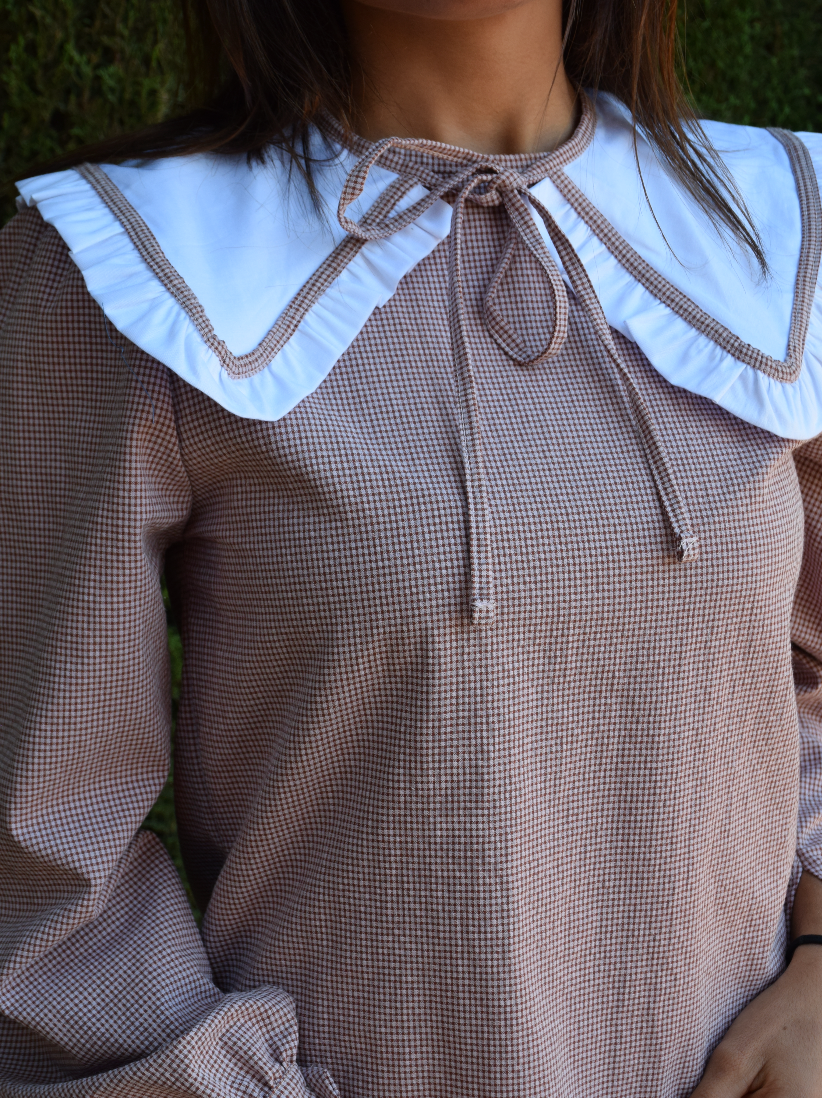 Elisa Vichy Burgundy Dress