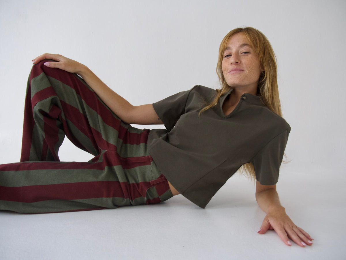 Jeans Clarissa Burgundy y Khaki