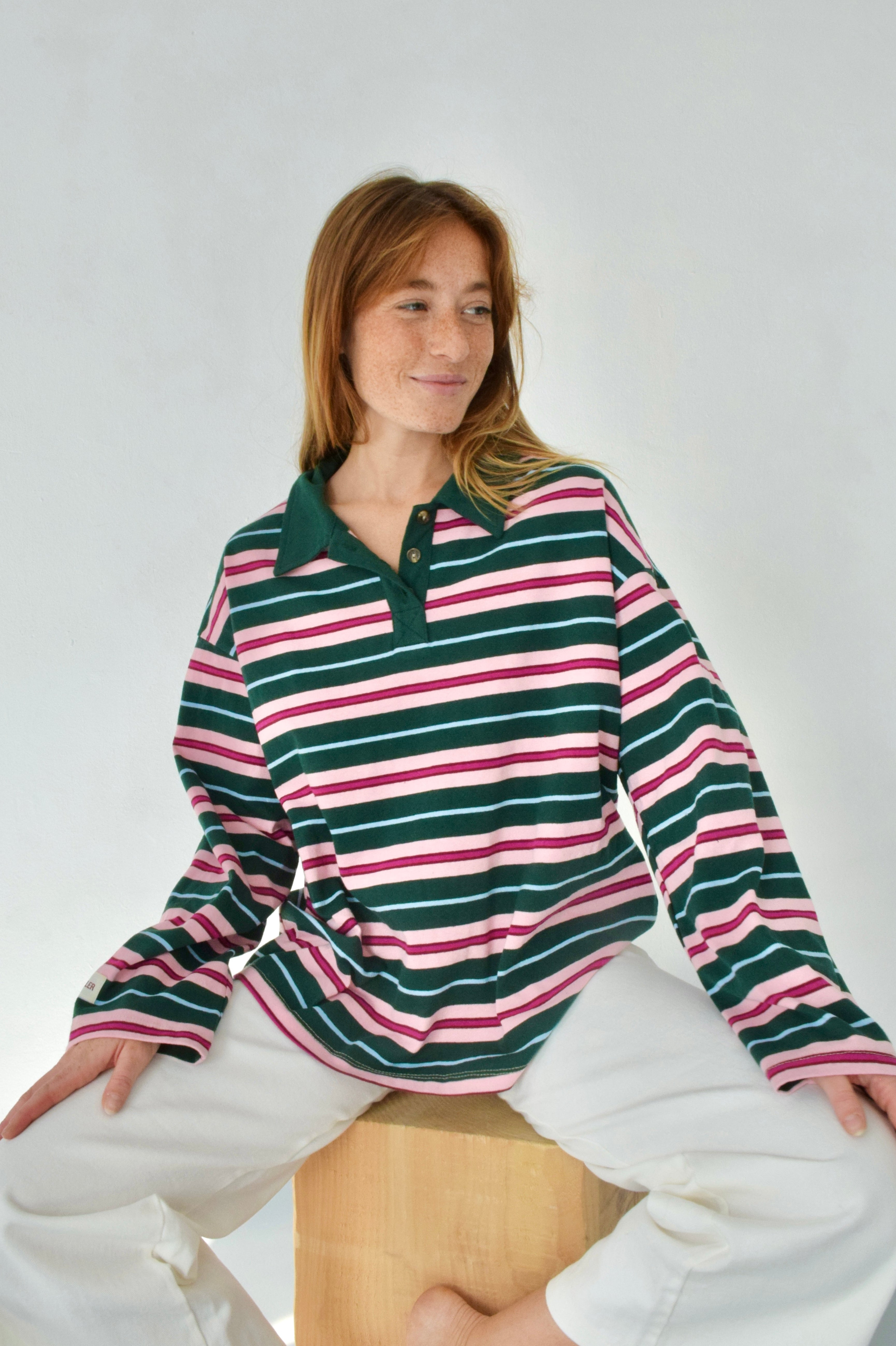 Polera Filipa Verde y Rosa