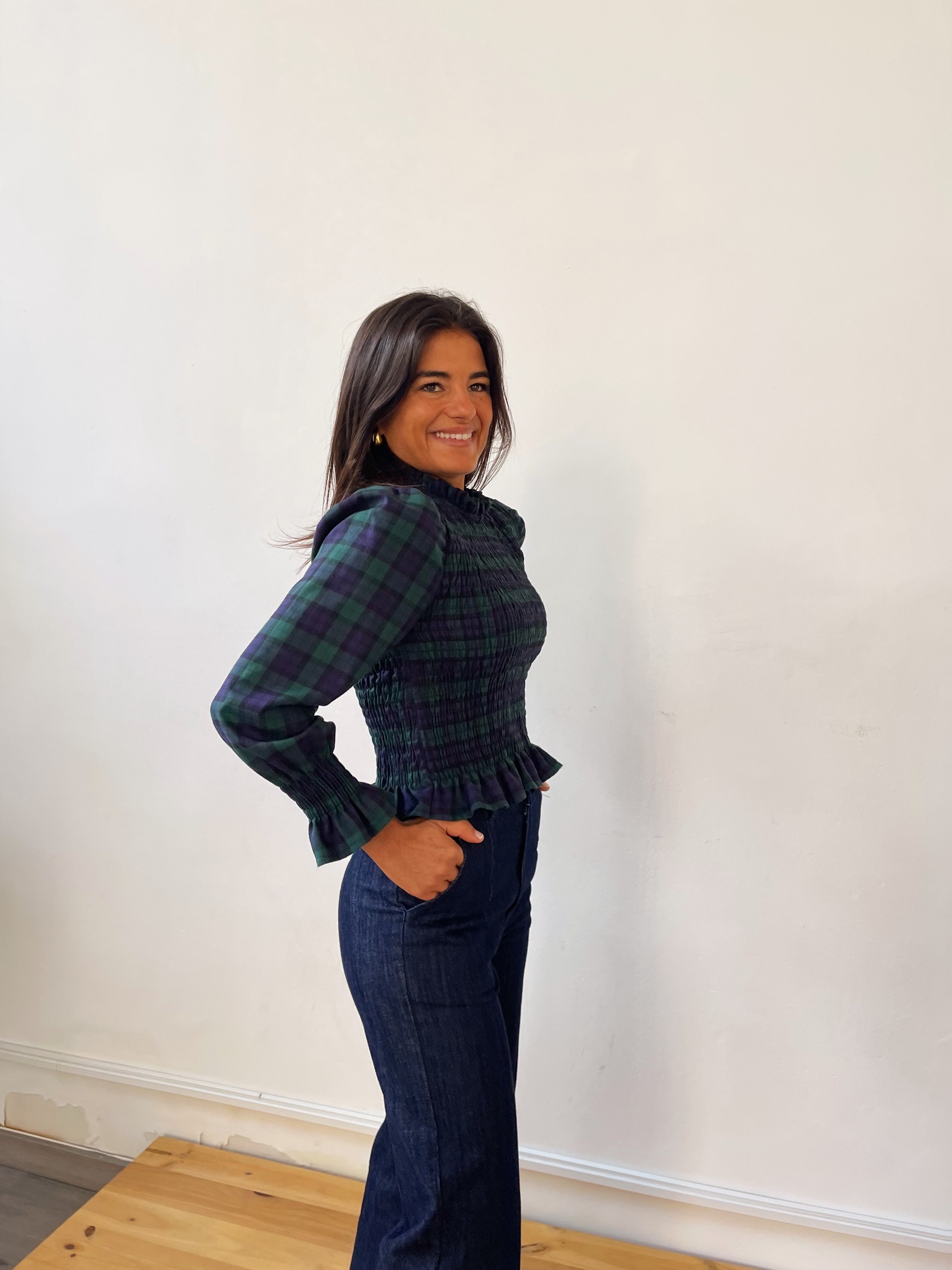 Green and Navy Chia Blouse
