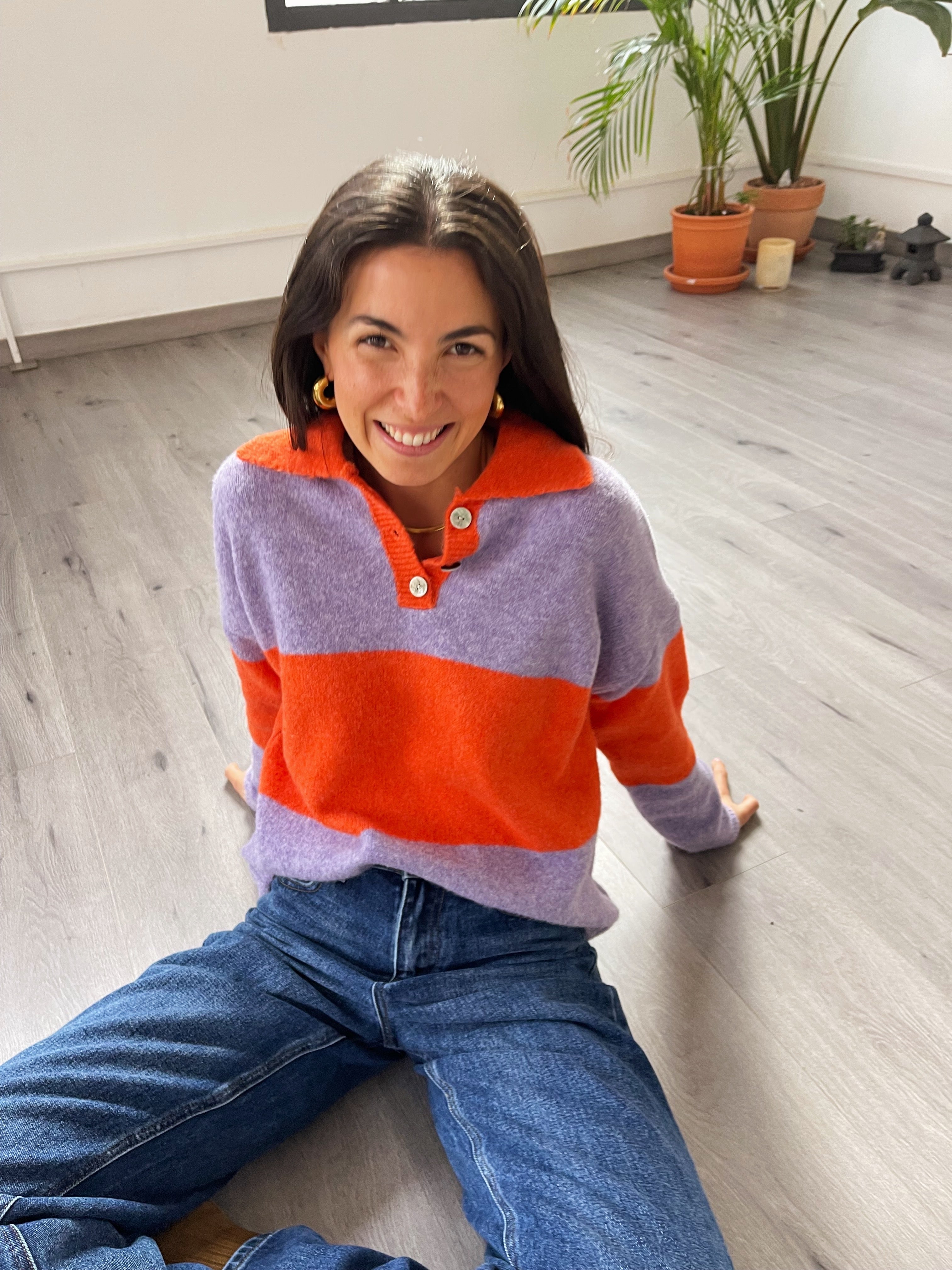Paola Orange and Lilac Sweater