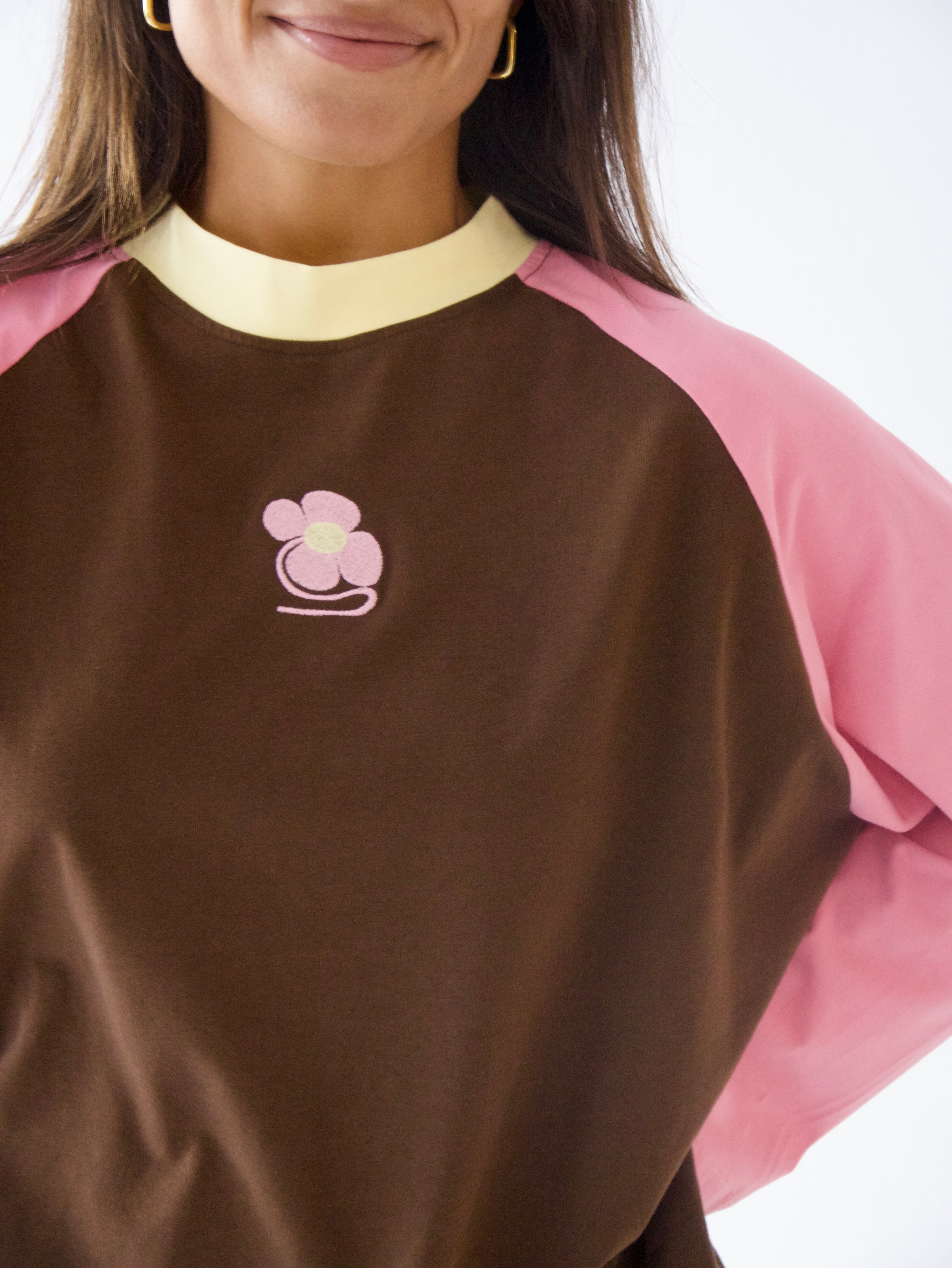 Camiseta Carlota Marron y Rosa