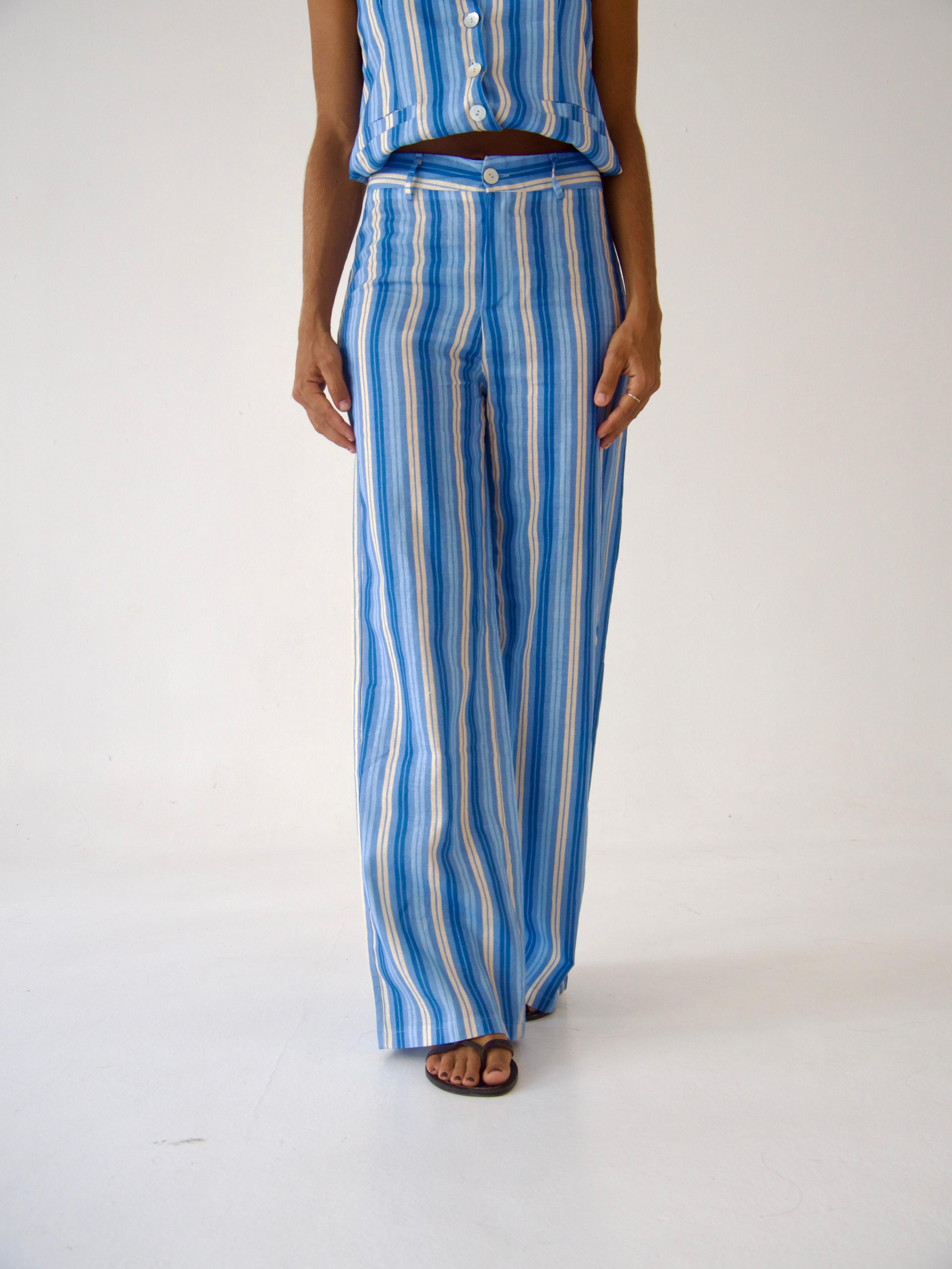 Pantalón Ana Azul Lino