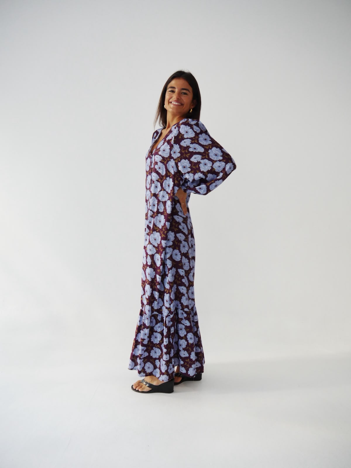 Vestido Micaela Flores Celeste