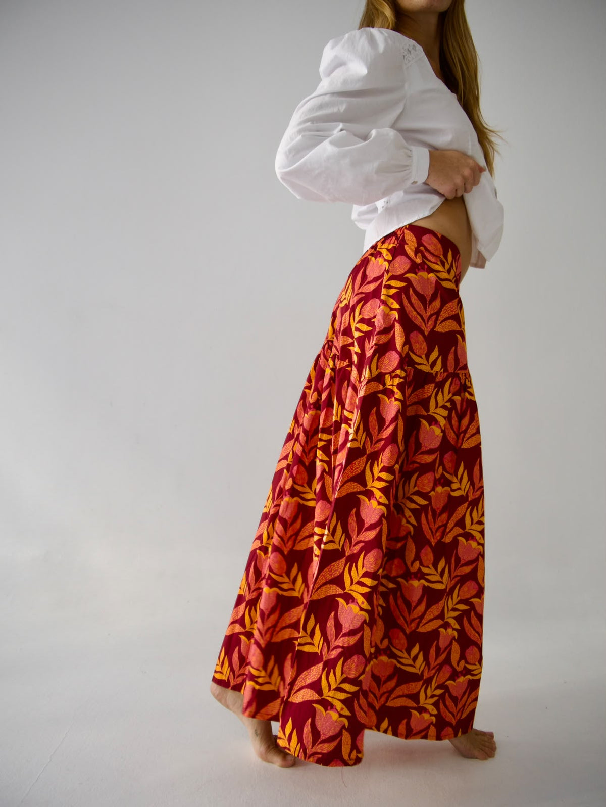 Falda Beth Flores Burgundy