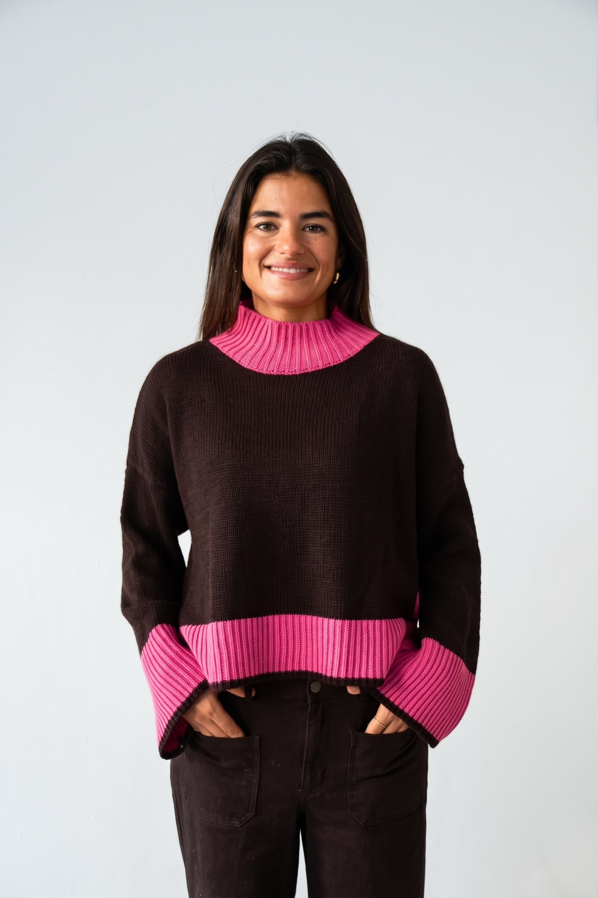 Jersey Bruna Marrón y Rosa