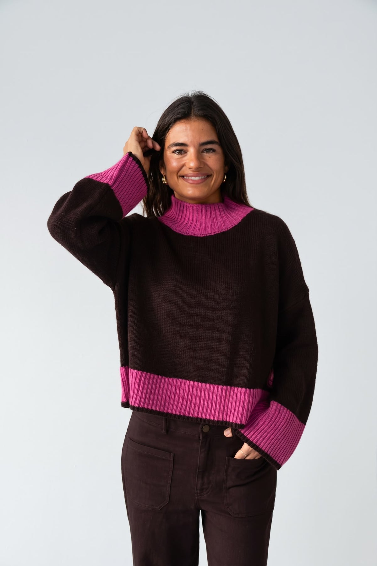 Jersey Bruna Marrón y Rosa