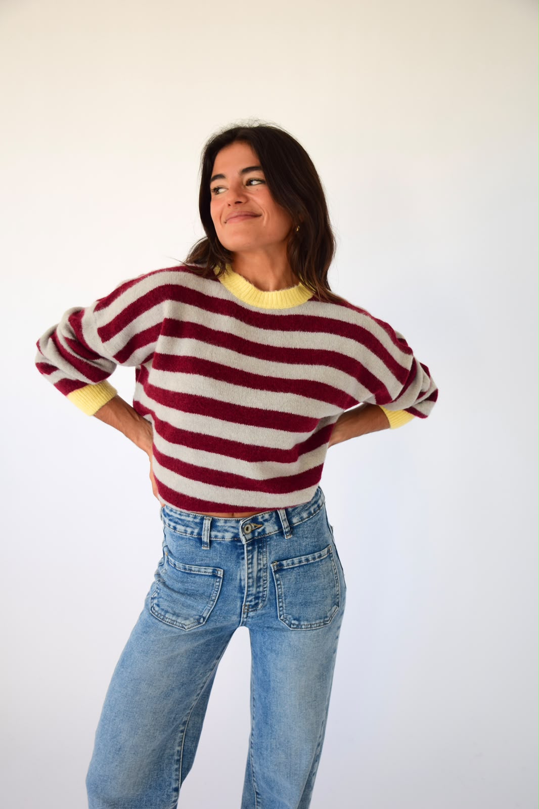 Jersey Pia Burgundy y Gris