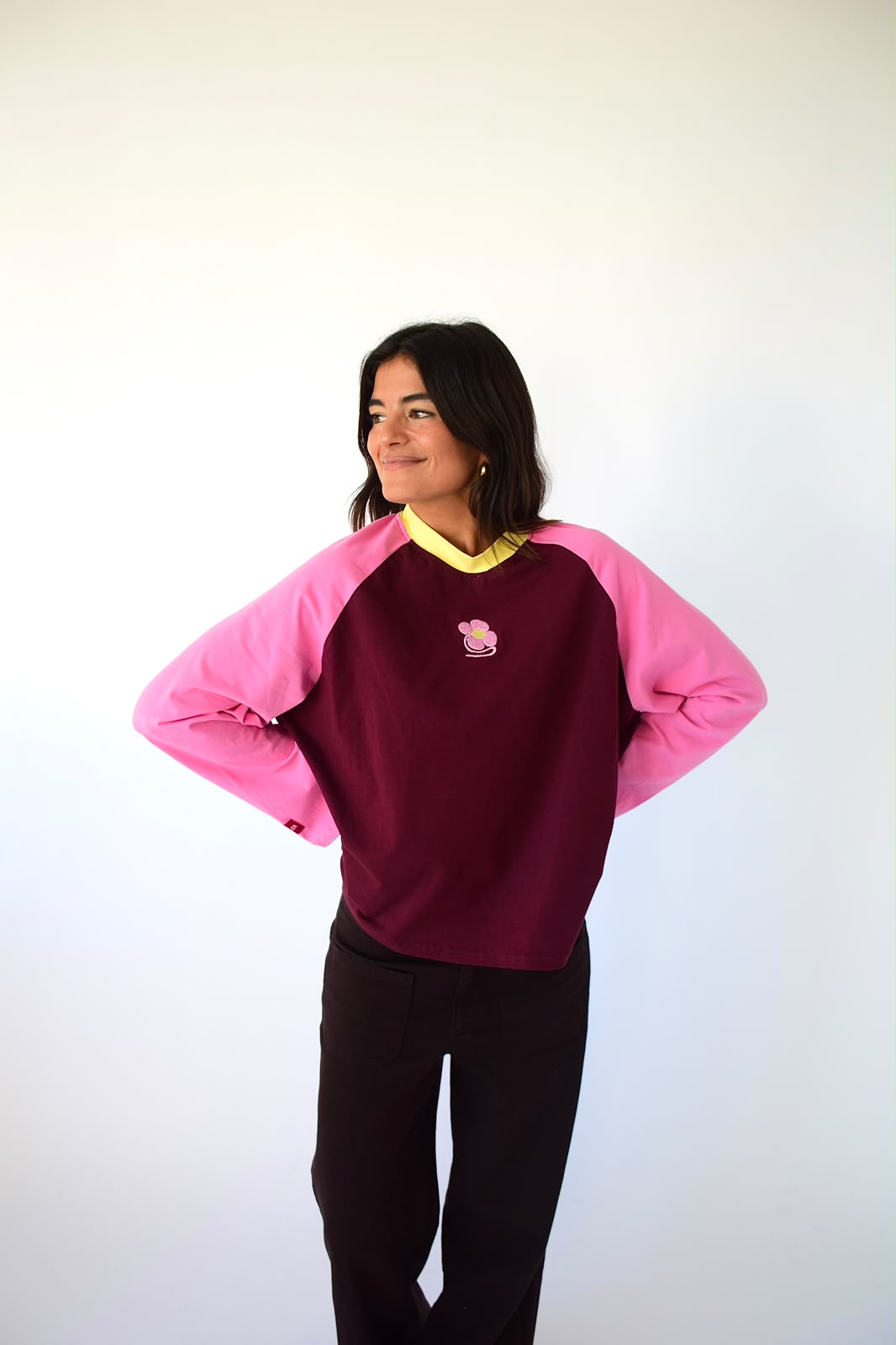 Camiseta Carlota Burgundy y Rosa