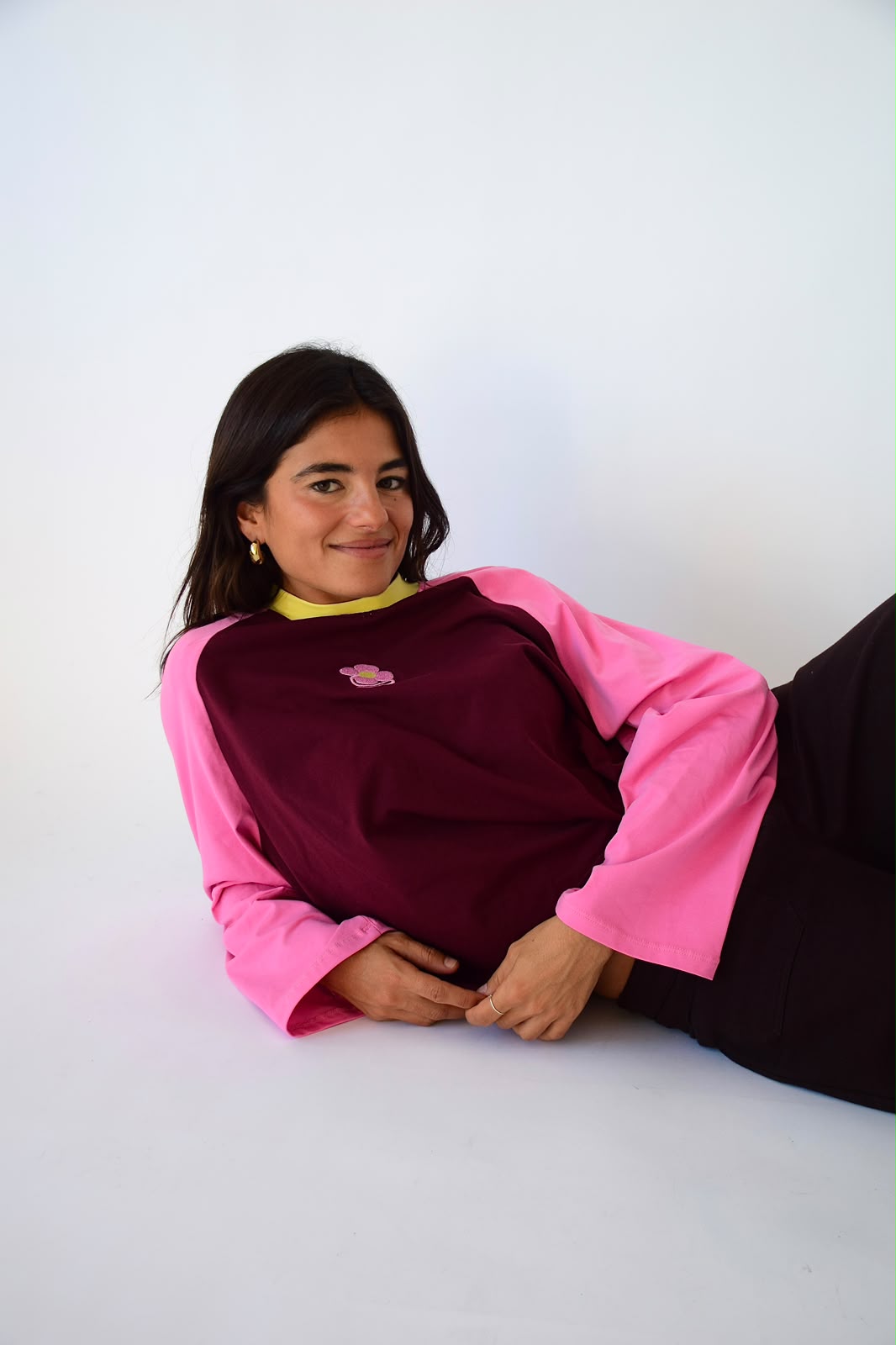 Camiseta Carlota Burgundy y Rosa