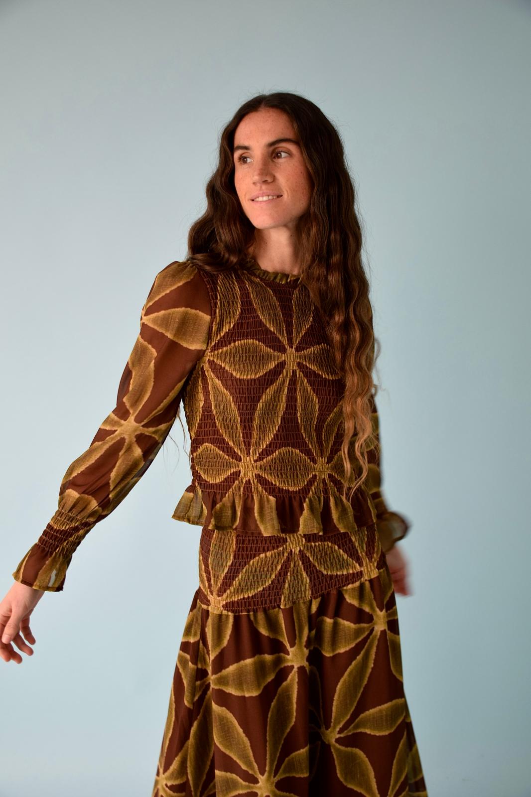 Chia Clover Blouse (Green and Brown)