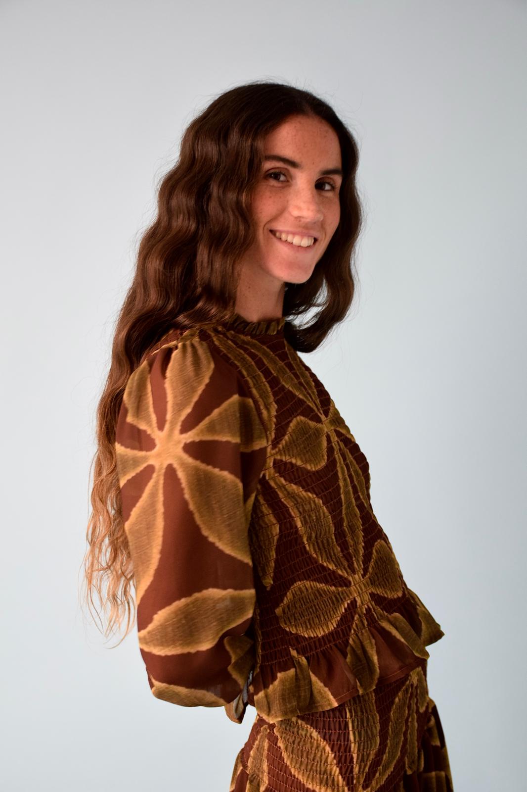 Chia Clover Blouse (Green and Brown)