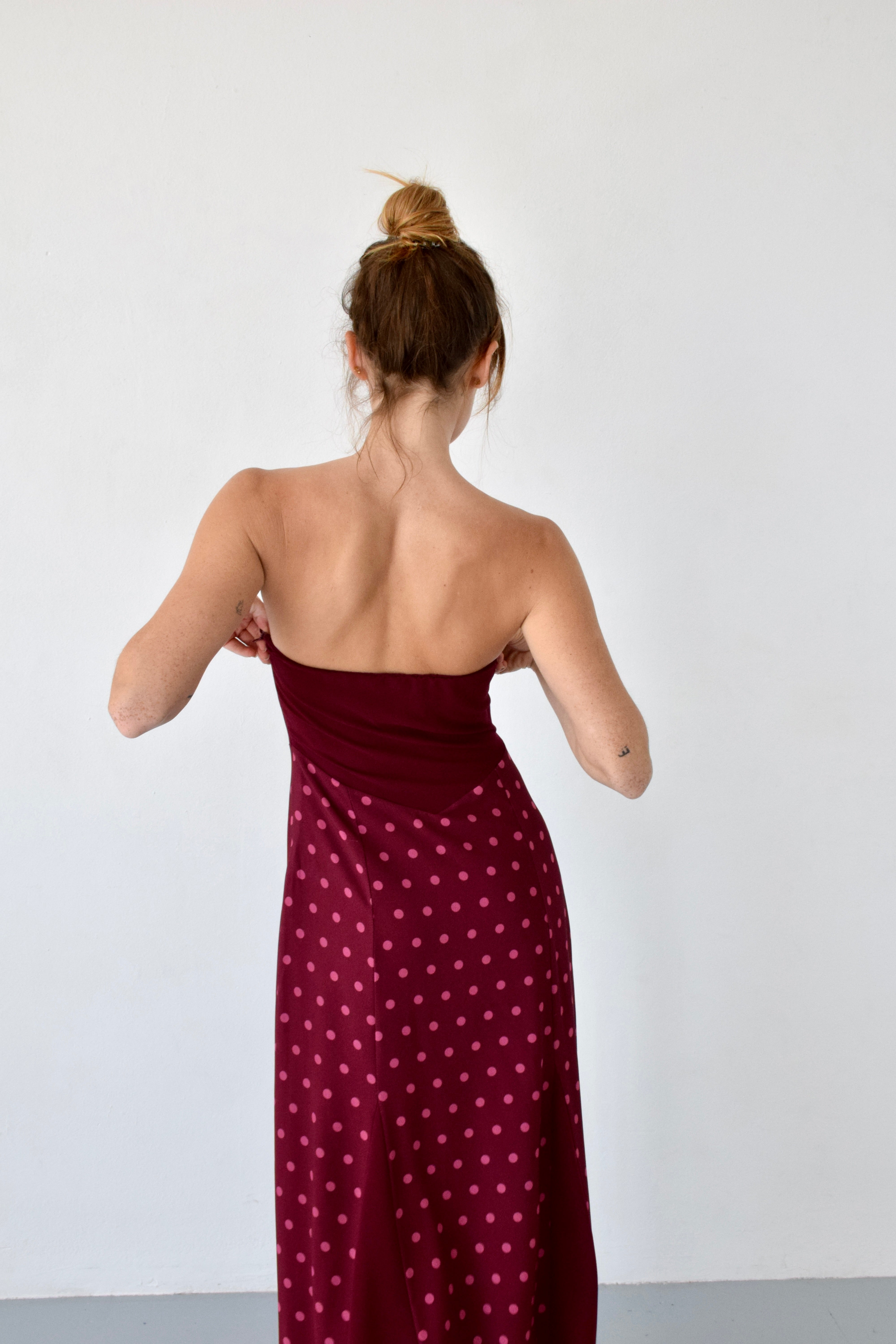 Vestido Kala Topos Burgundy