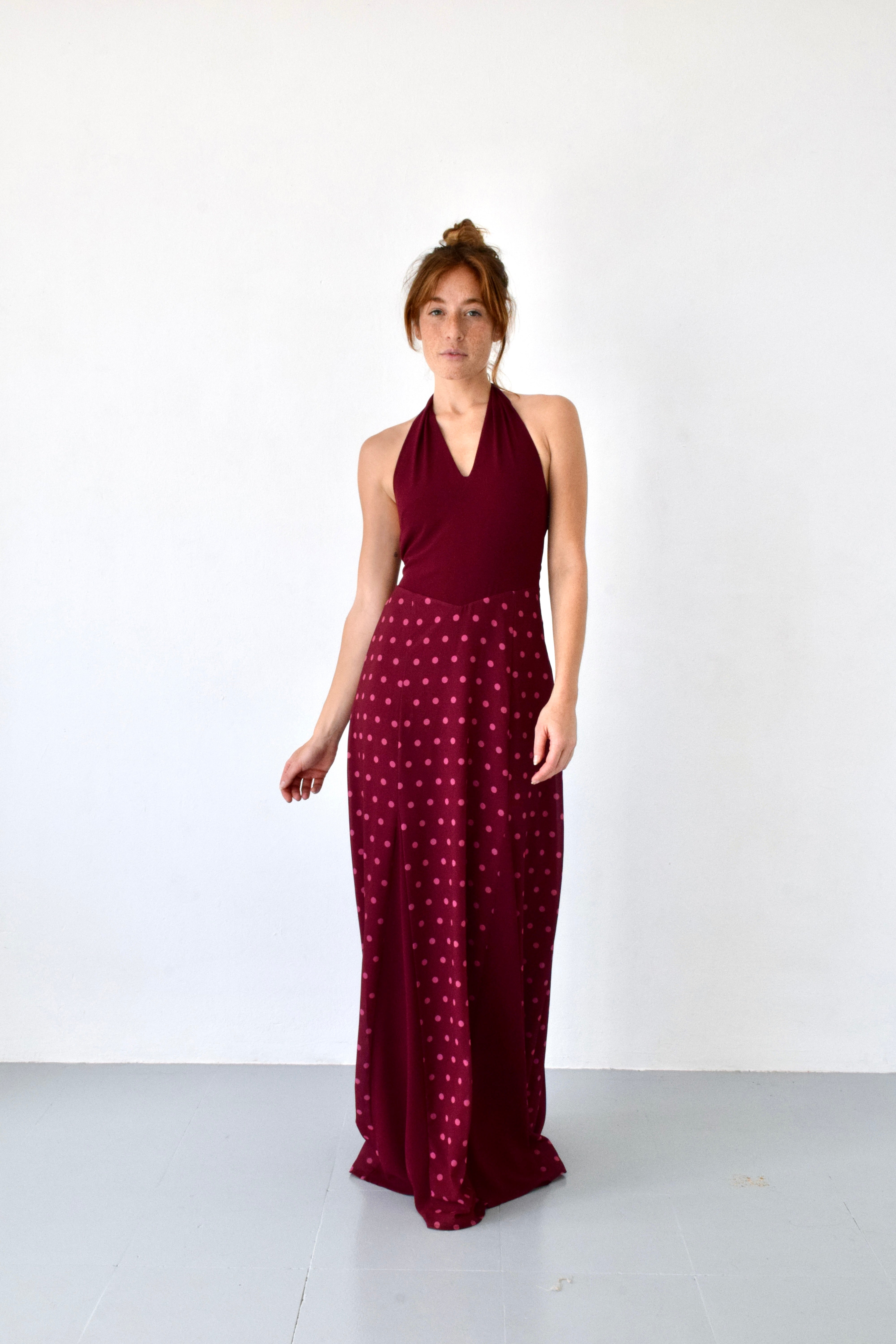 Vestido Kala Topos Burgundy