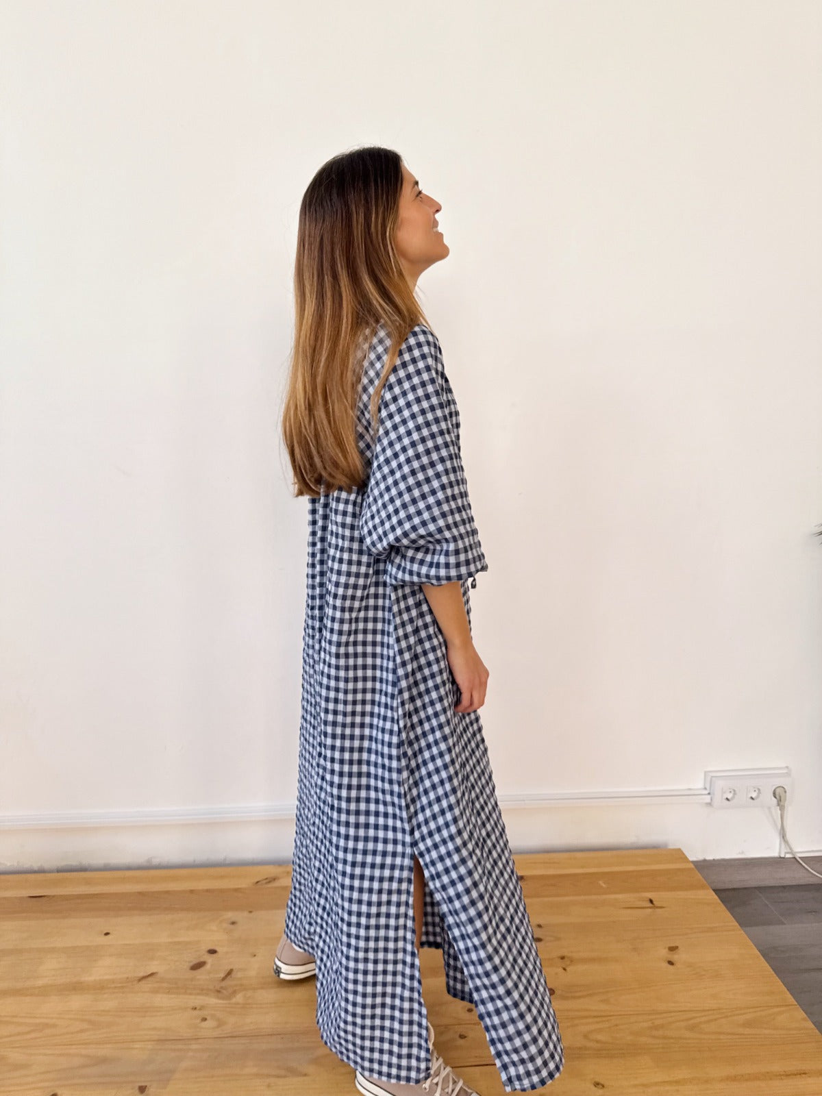 Vestido largo Matilde Vichy AZUL