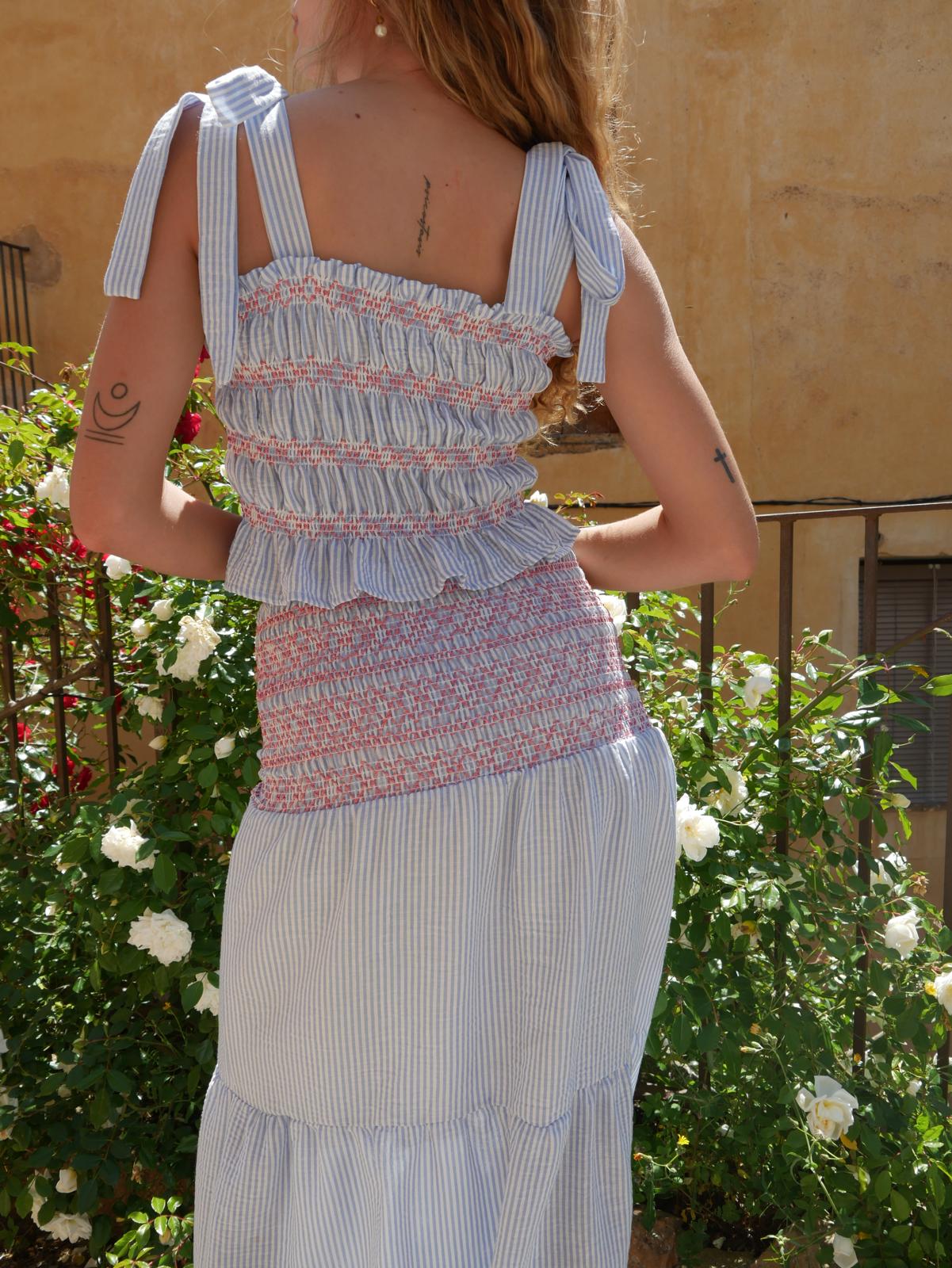 Falda Lina Celeste Rayas