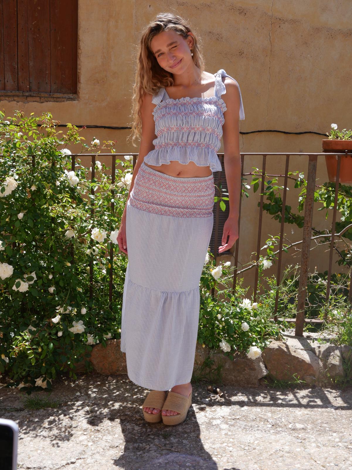 Falda Lina Celeste Rayas