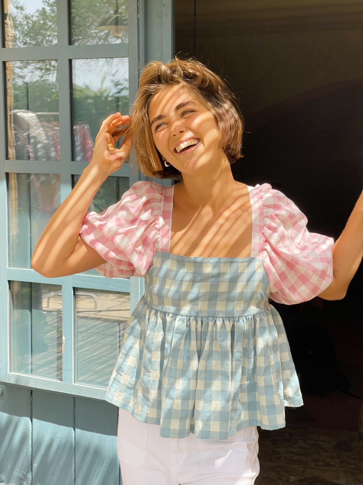 Maca Pink and Blue Blouse