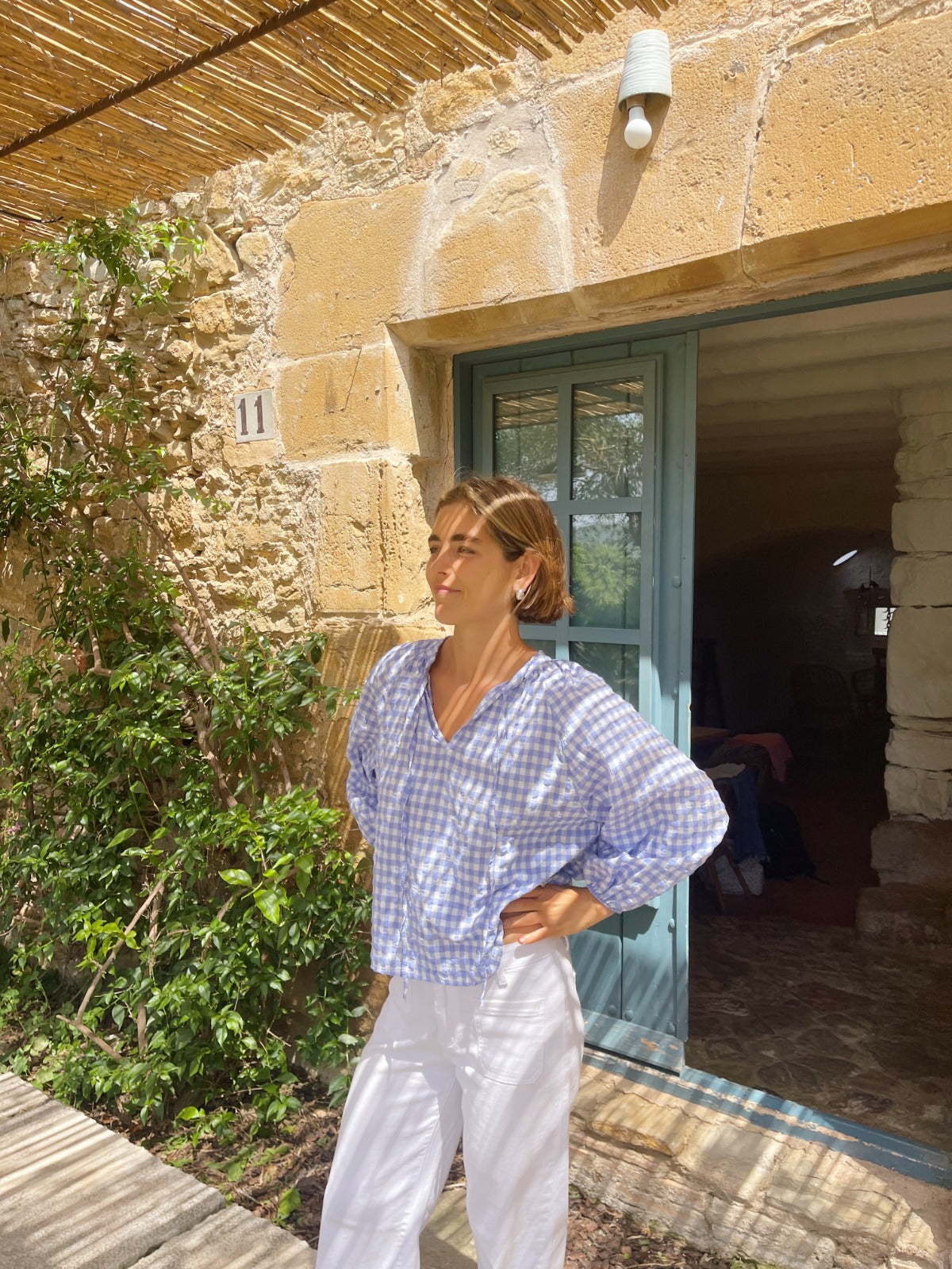 Blusa Matilde Vichy Celeste