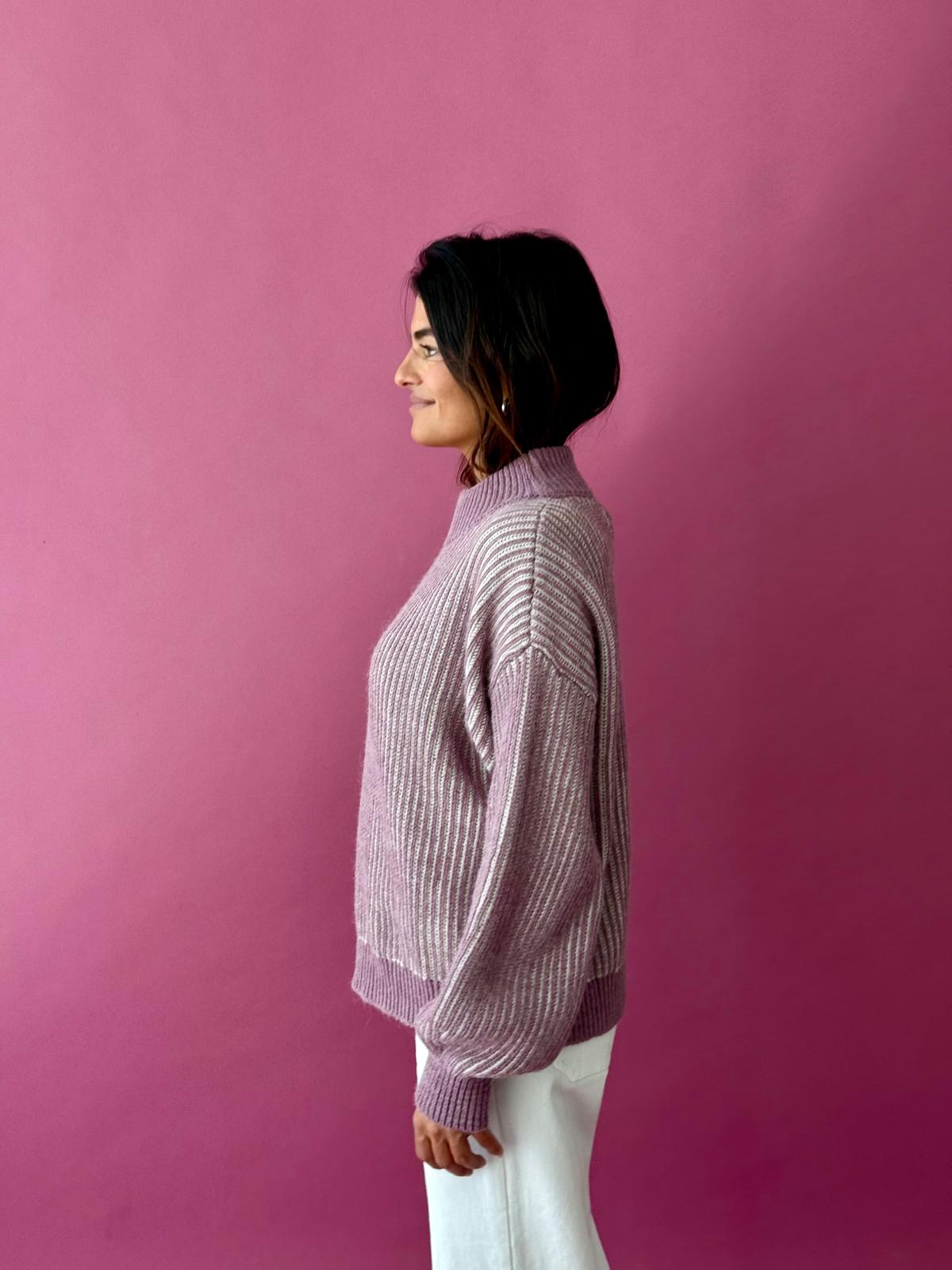 Emma Sweater Mauve and Beige