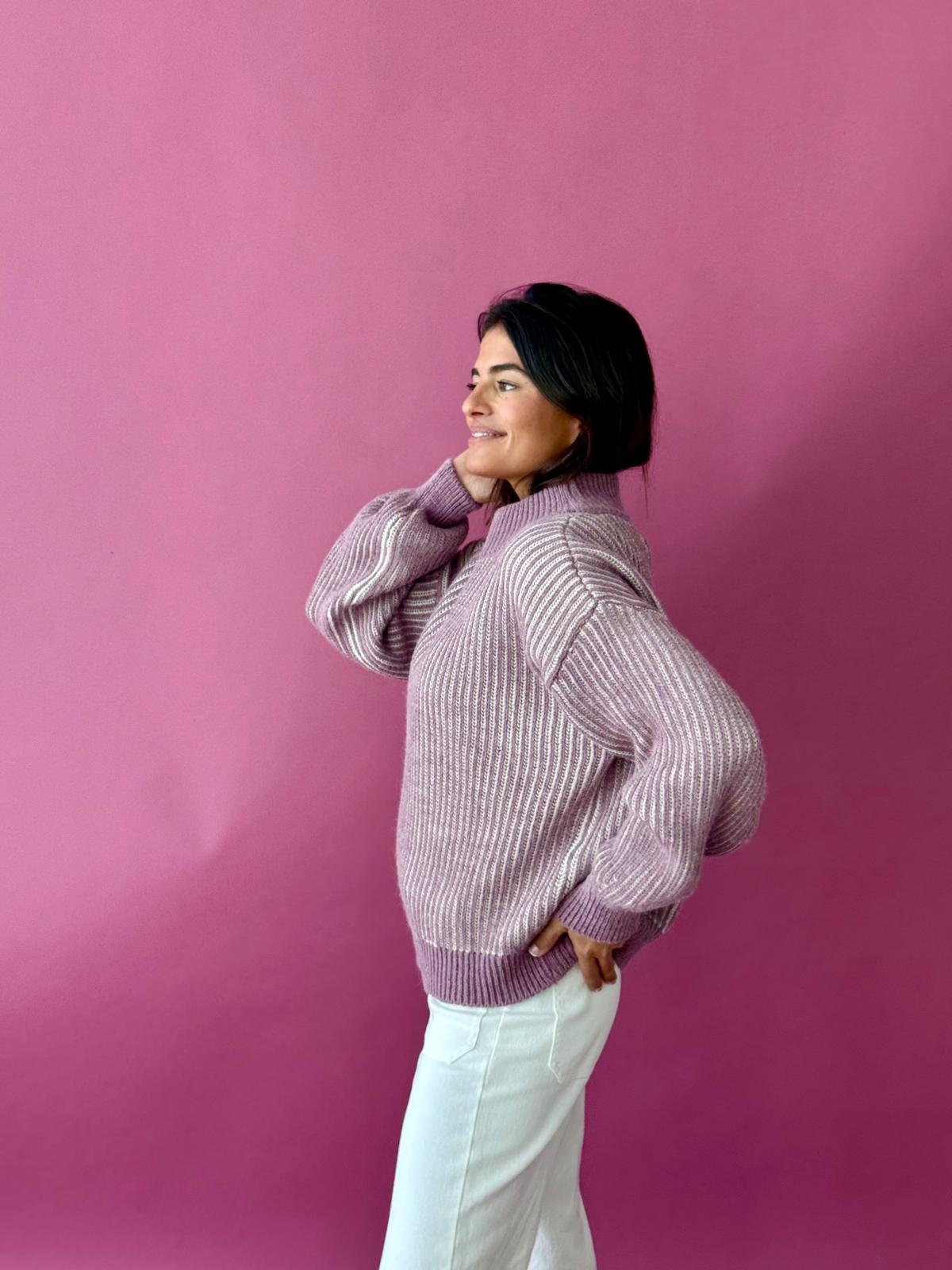 Emma Sweater Mauve and Beige