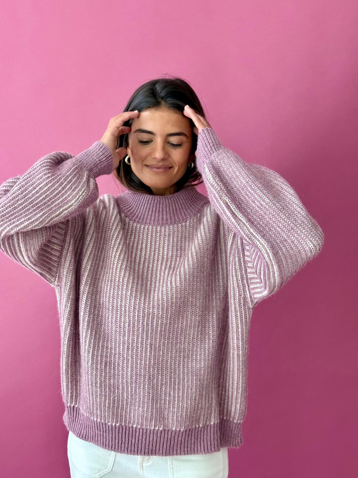 Emma Sweater Mauve and Beige