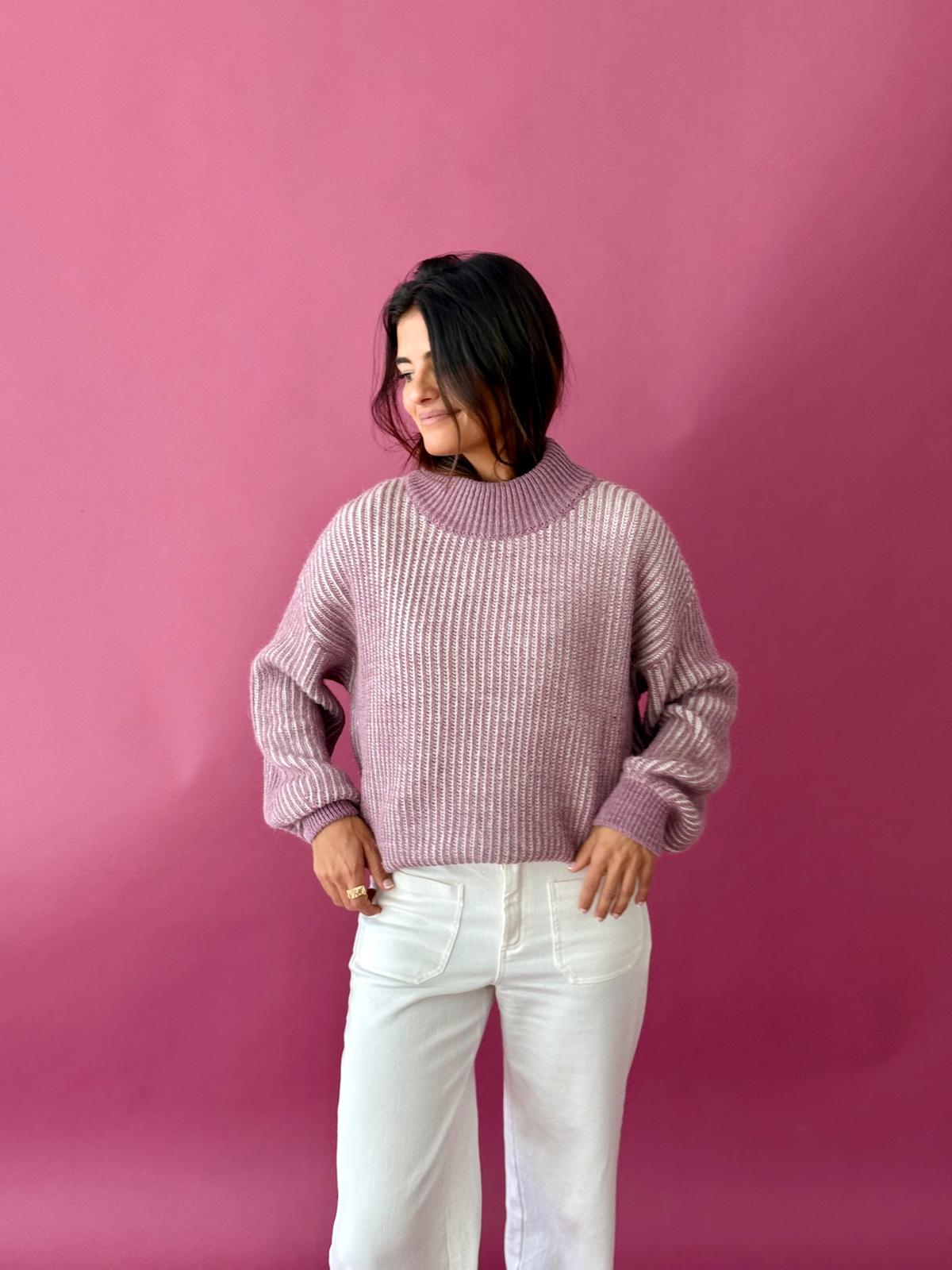 Emma Sweater Mauve and Beige