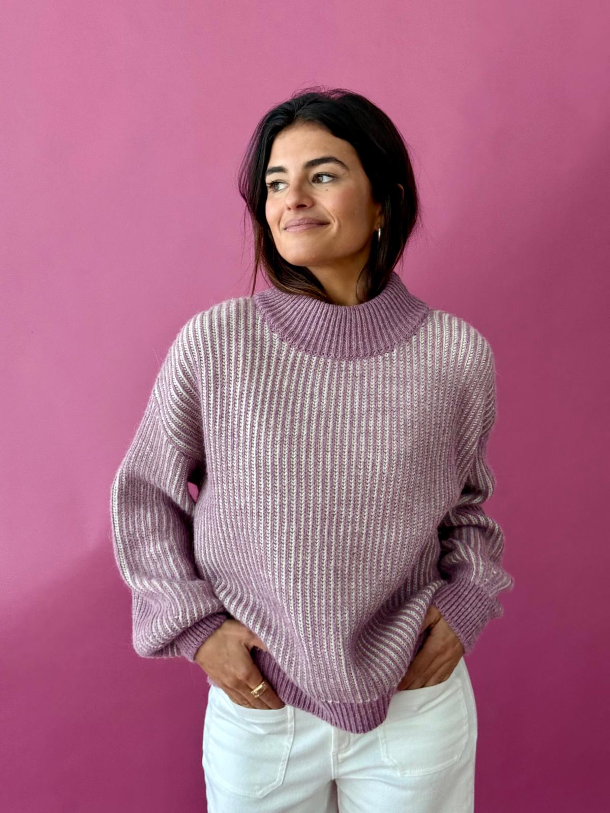 Emma Sweater Mauve and Beige