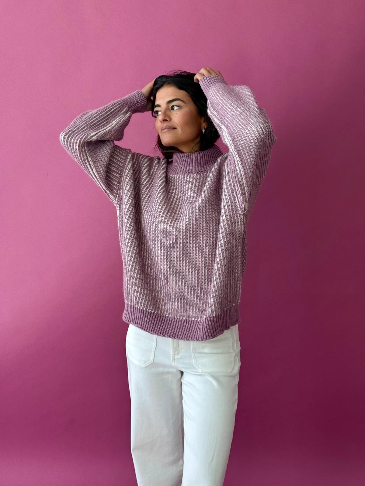 Emma Sweater Mauve and Beige