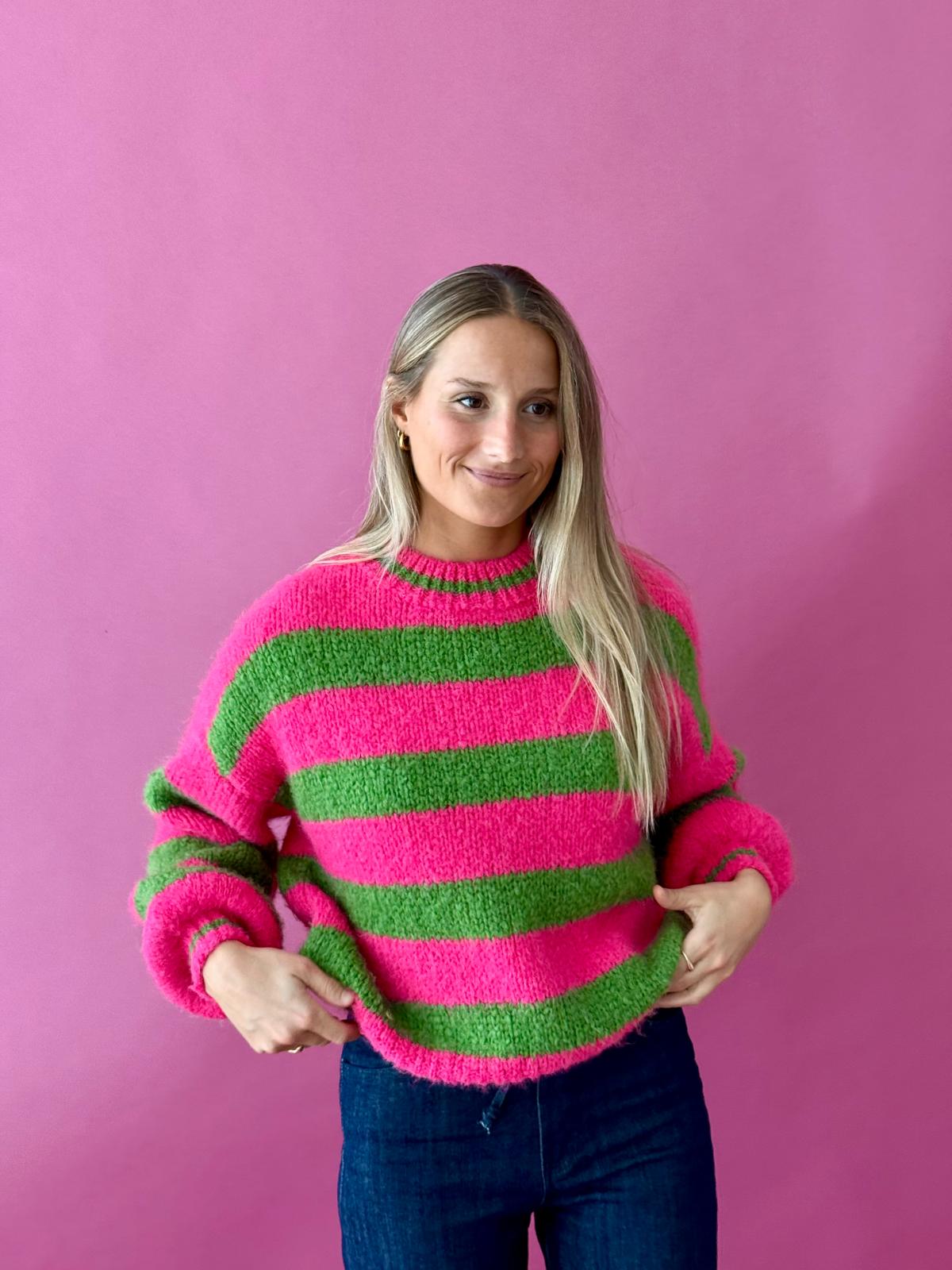 Aura Fuchsia and Green Sweater